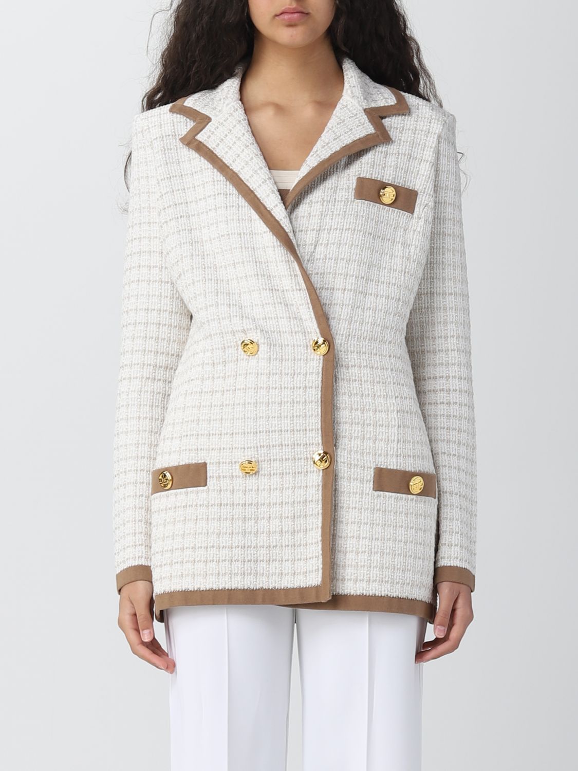 ELISABETTA FRANCHI: blazer for woman - Ivory | Elisabetta Franchi ...