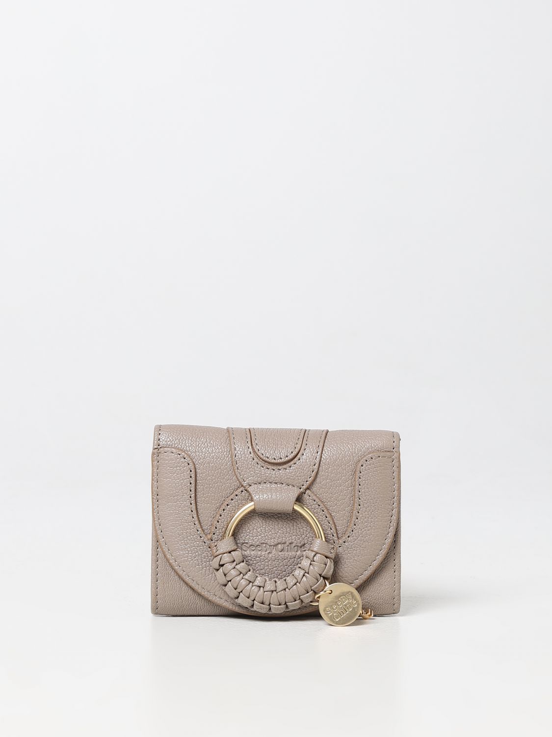 See By Chloé Hana Wallet In Grained Leather In Grey
