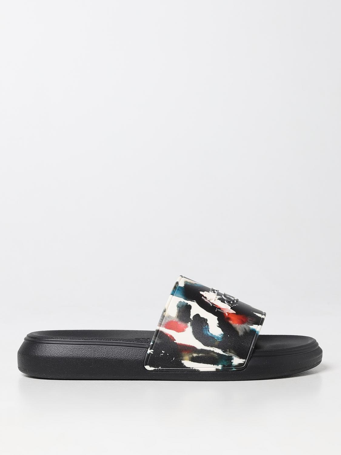 Alexander Mcqueen Graphic Logo Print Pool Slides In White