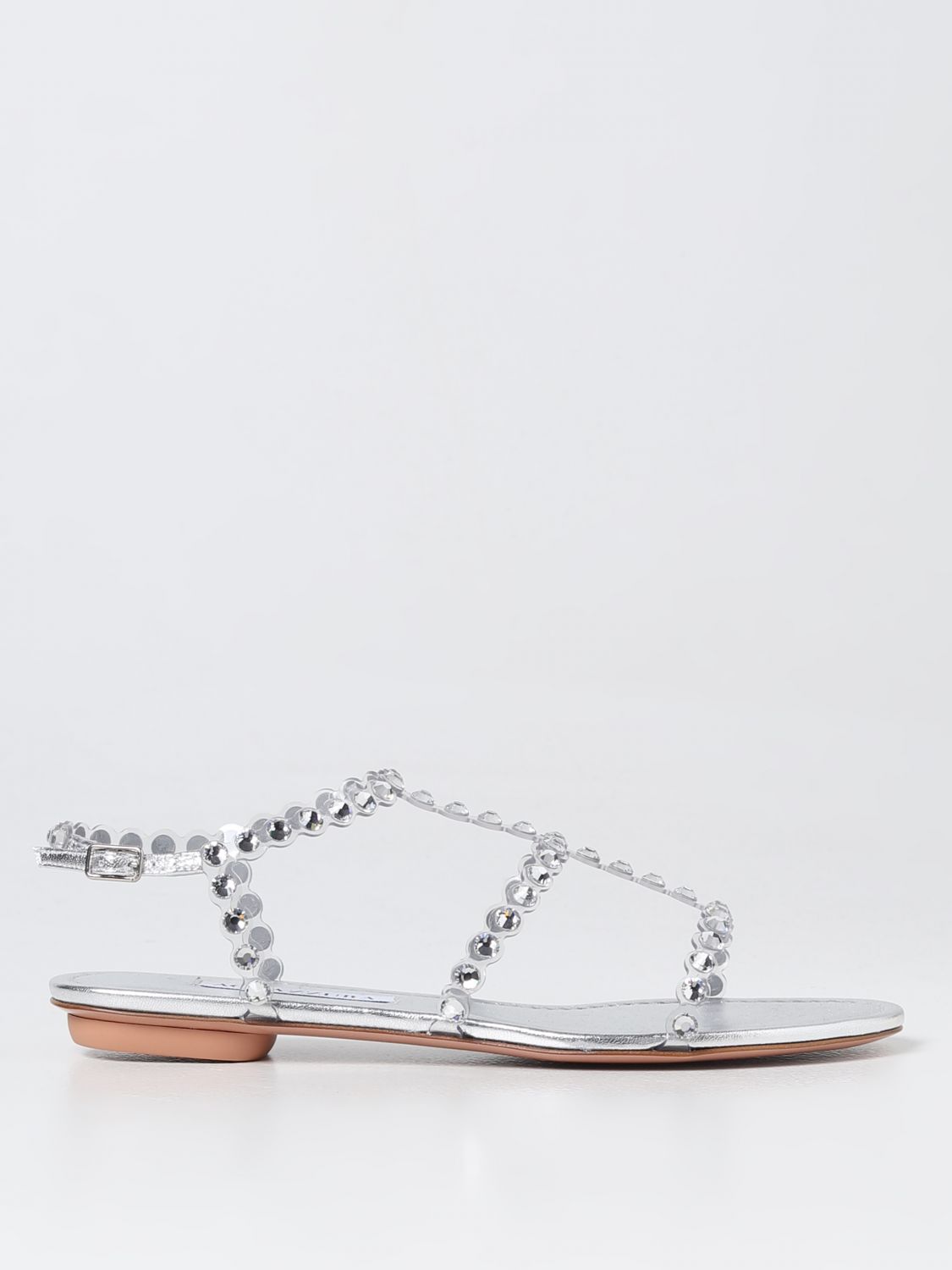 Aquazzura 'tequila Plexi' Flat Sandals In Silver