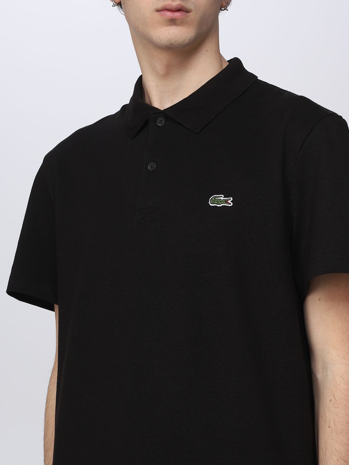 LACOSTE: polo shirt for man - Black | Lacoste polo shirt DH0783 online ...