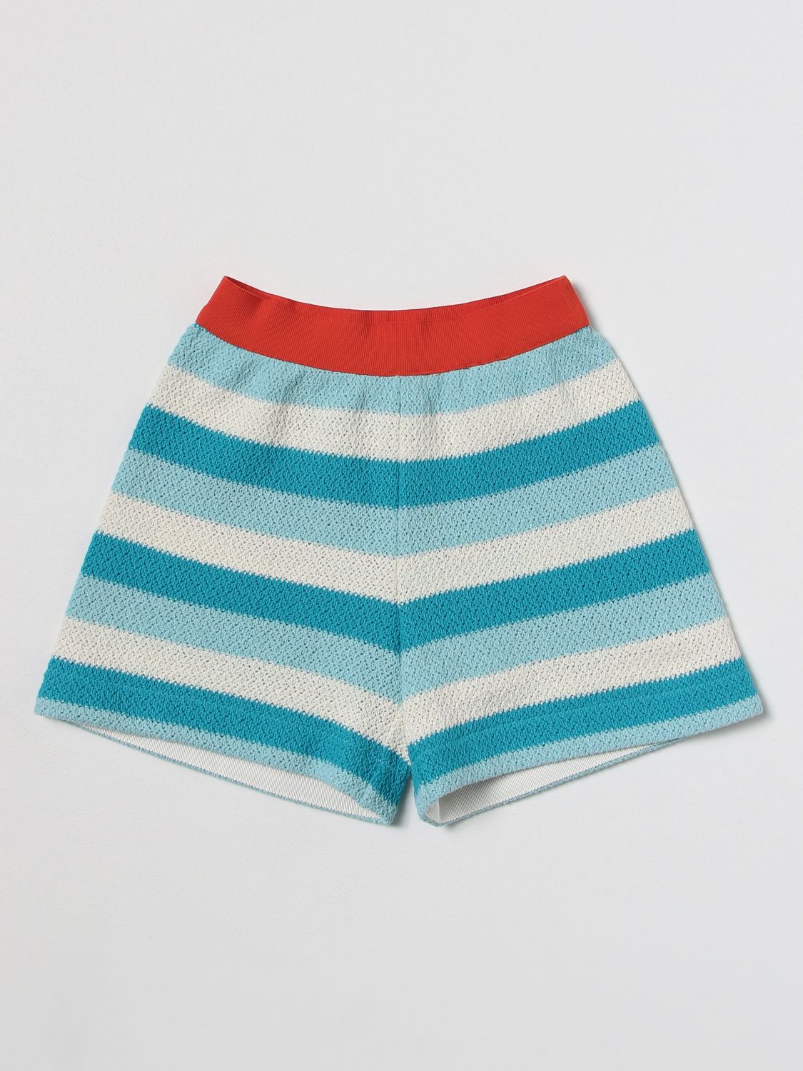 Mi Mi Sol Kids' Stripe-pattern Cotton Shorts In Gnawed Blue