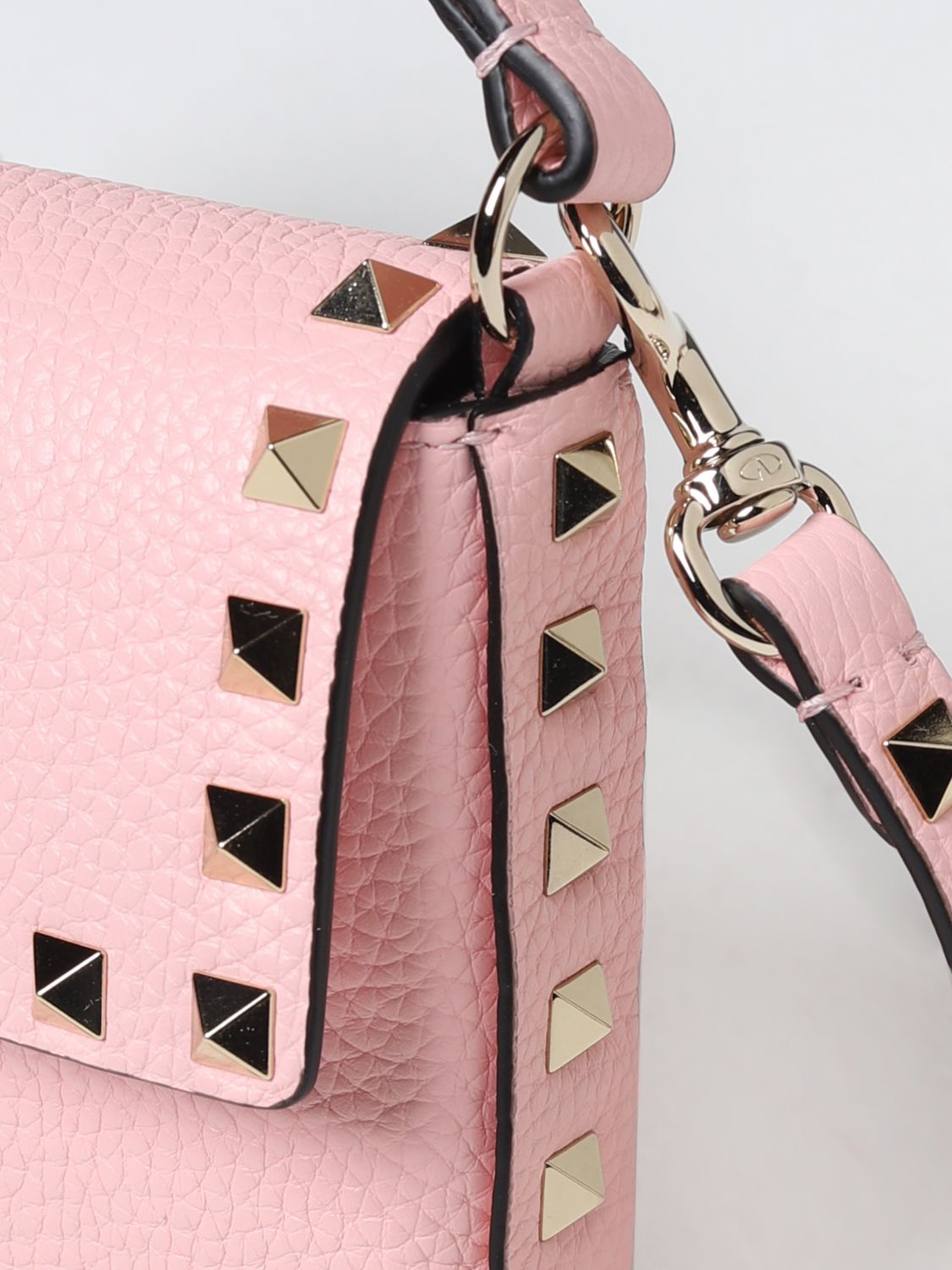 VALENTINO GARAVANI: Rockstud bag in grained leather - Pink  Valentino  Garavani mini bag 2W0P0W07VSH online at