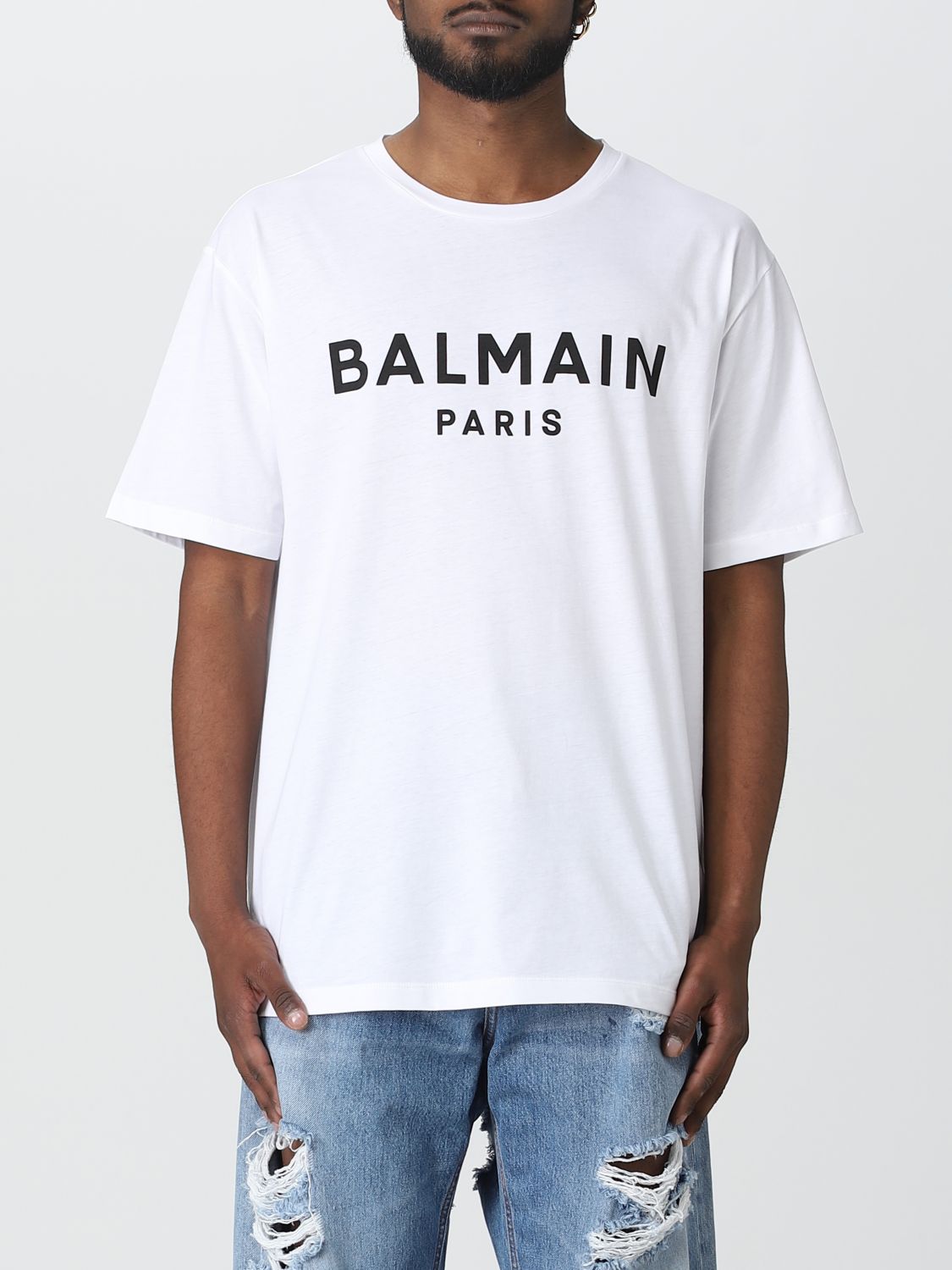 jernbane Ellers Tilfældig BALMAIN: cotton t-shirt - White | Balmain t-shirt AH0EG000BB73 online on  GIGLIO.COM