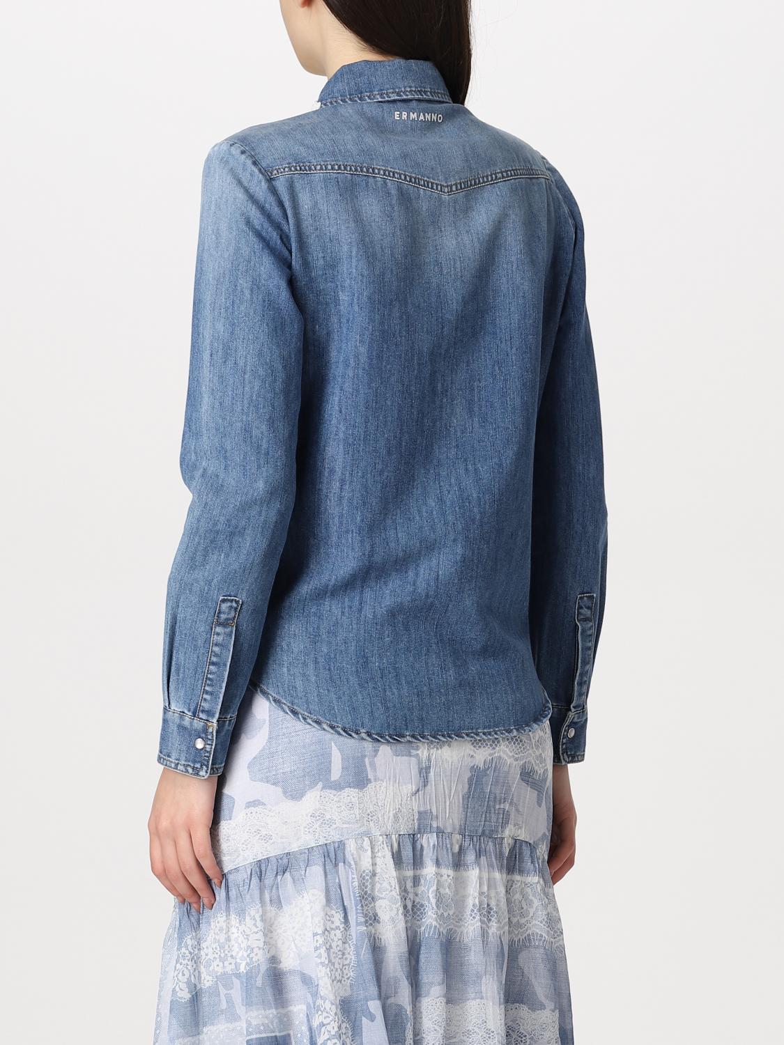 ERMANNO FIRENZE: shirt for woman - Blue | Ermanno Firenze shirt ...