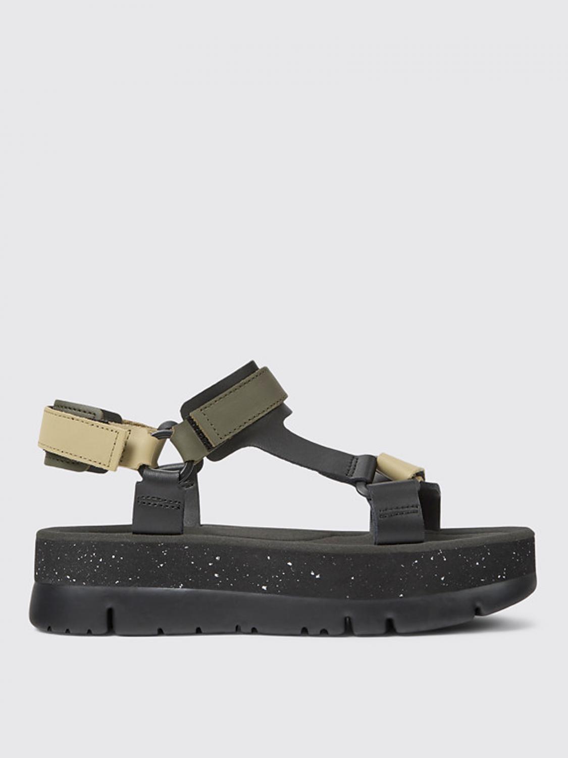 Sandali bassi intrecciati in pelle cuoio e oro
