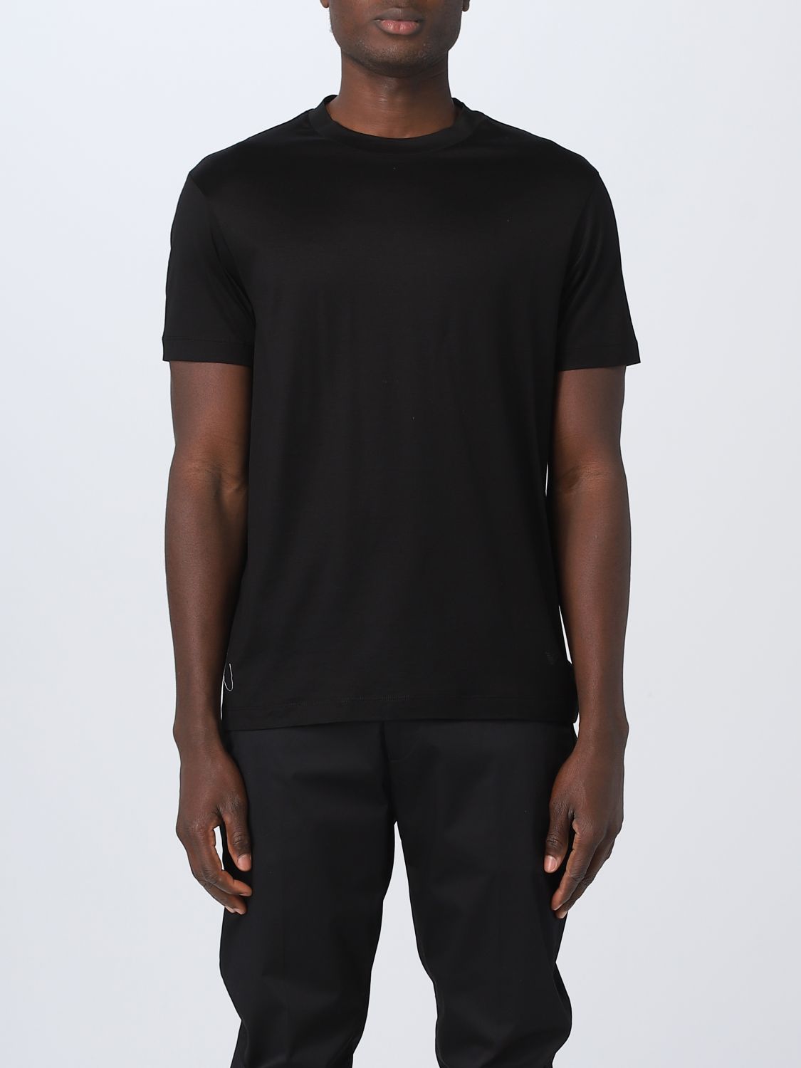 Shop Emporio Armani Lyocell And Cotton T-shirt In Black