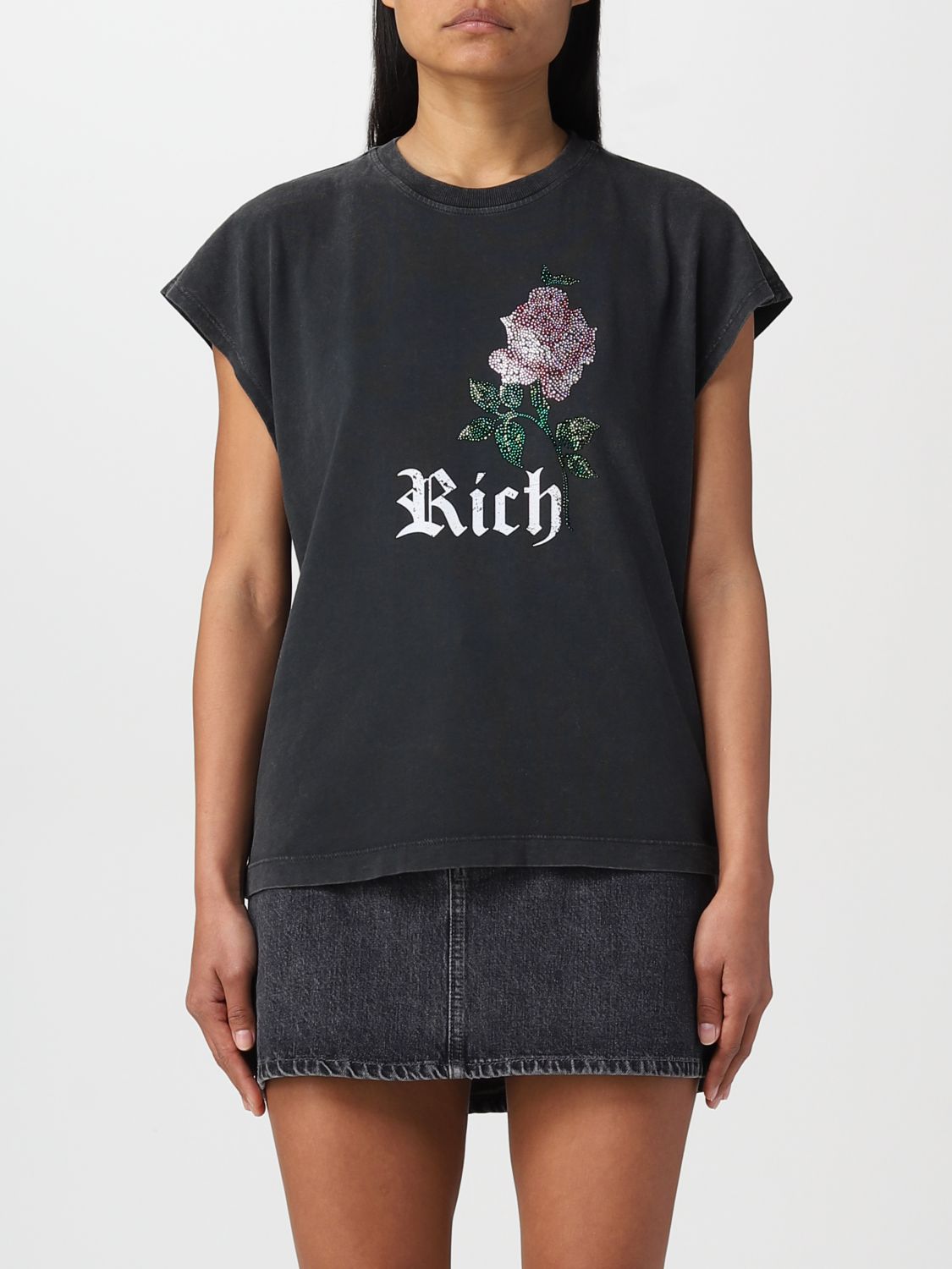 T-shirt Alessandra Rich: T-shirt Alessandra Rich in cotone grigio 1