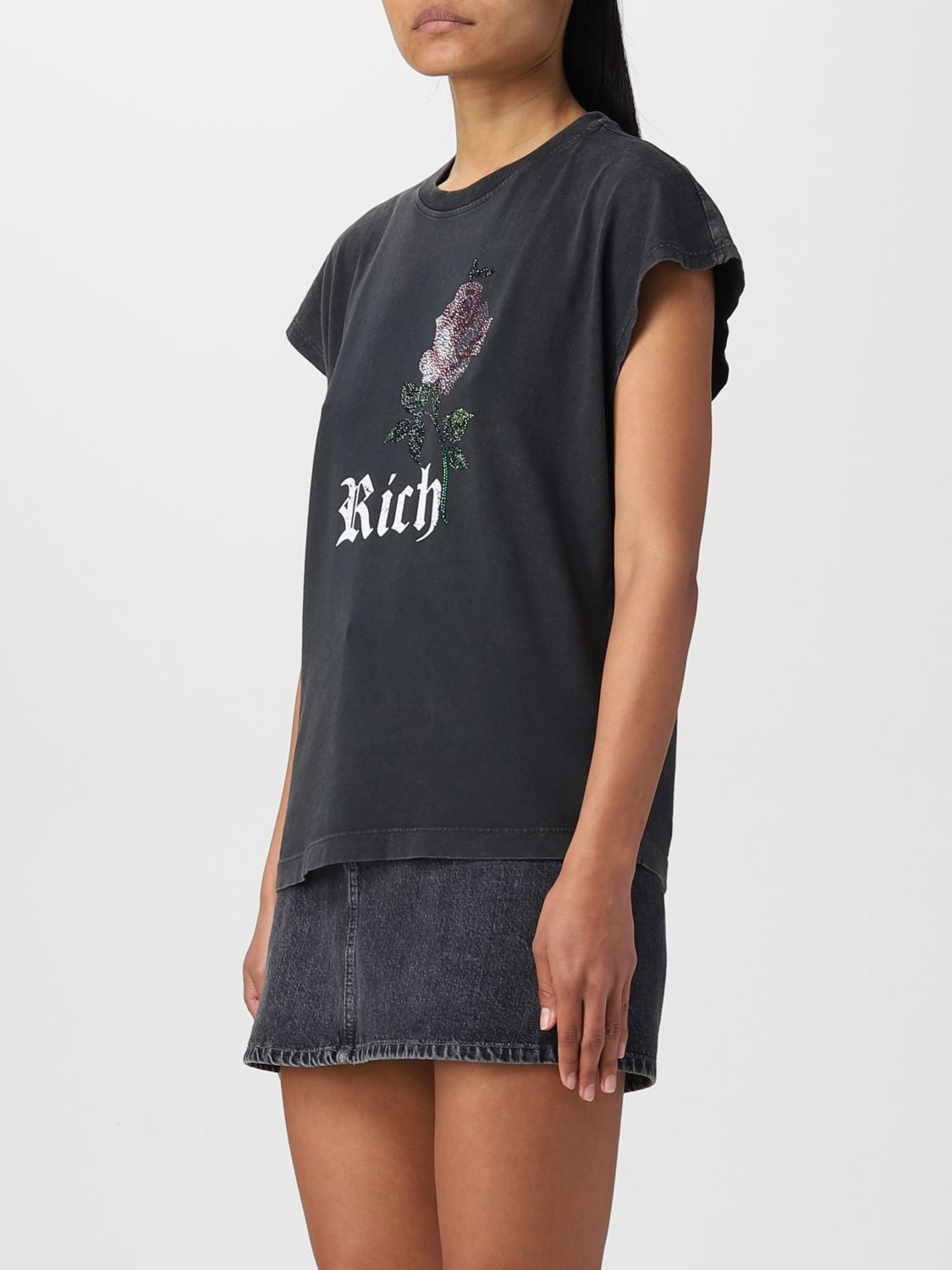 T-shirt Alessandra Rich: T-shirt Alessandra Rich in cotone grigio 4