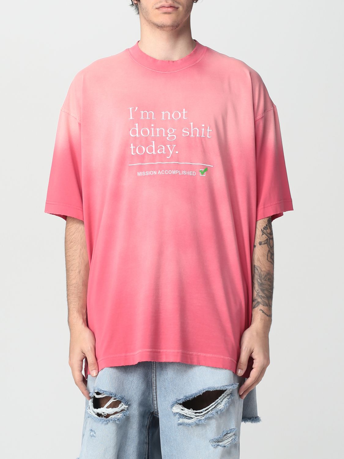 VETEMENTS: t-shirt for man - Pink | Vetements t-shirt UE63TR320P online ...