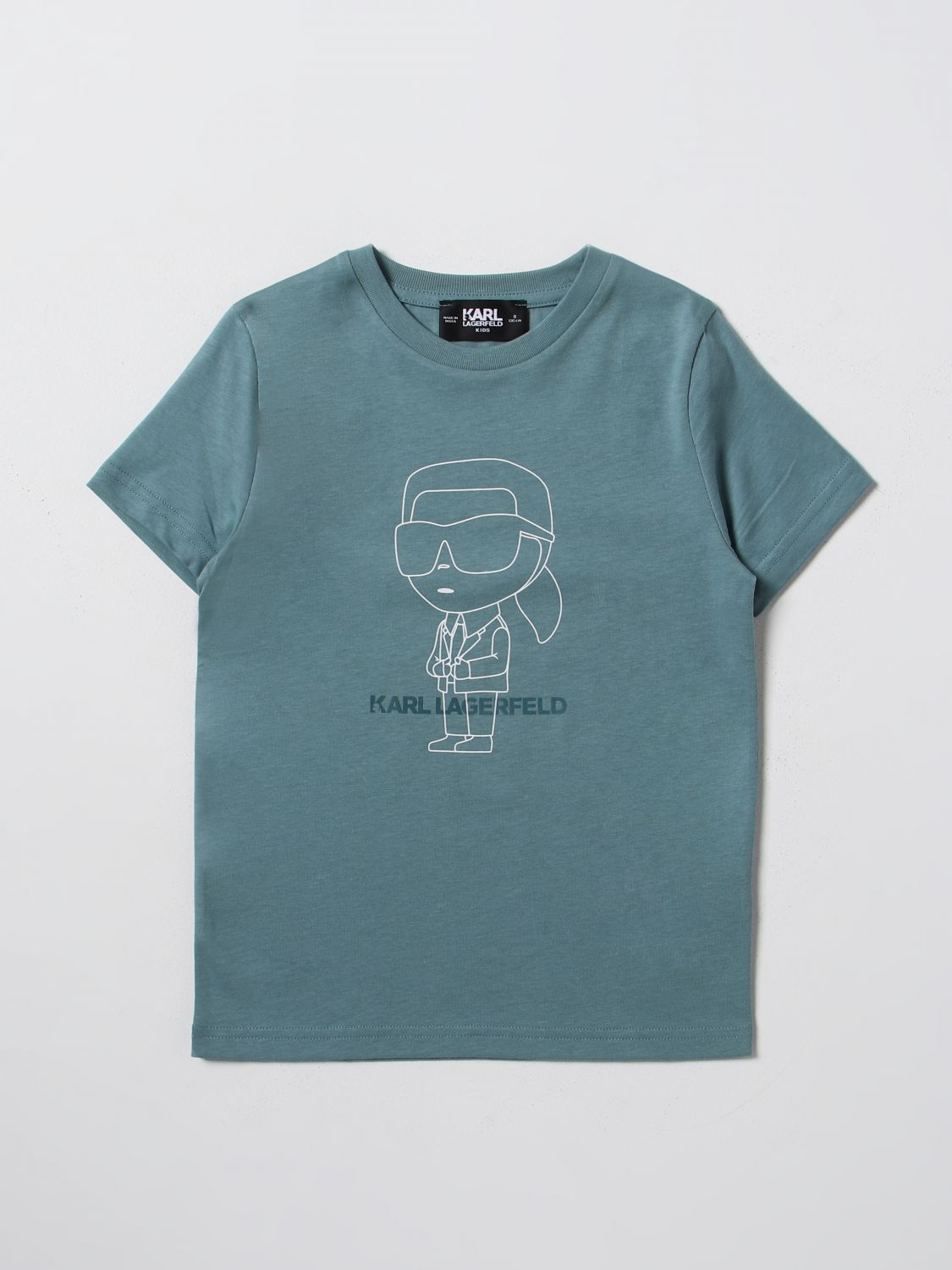 Karl Lagerfeld Kids' Karl Outline-print T-shirt In Kaki