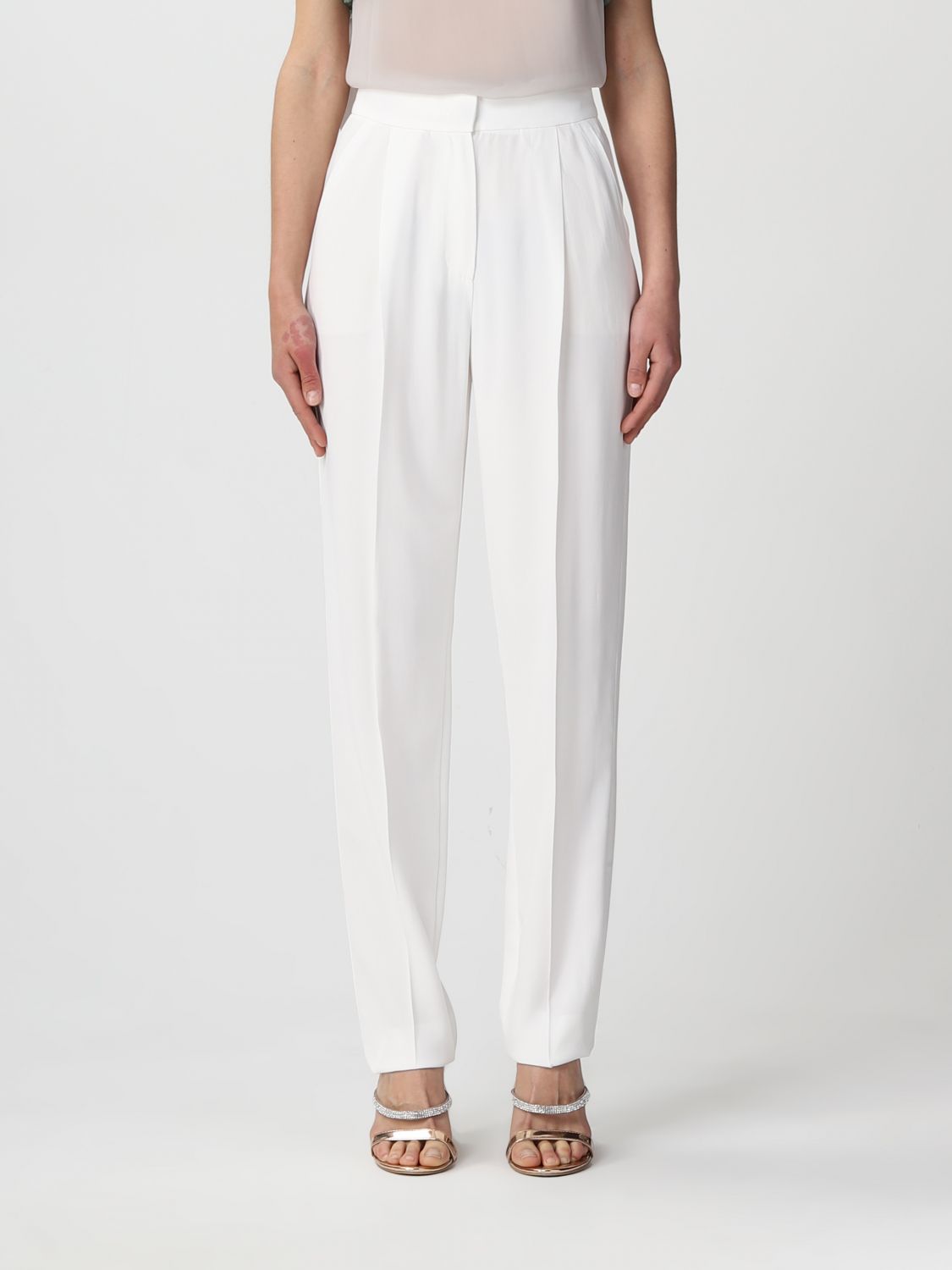 Shop Emporio Armani Pants In Viscose Blend In White
