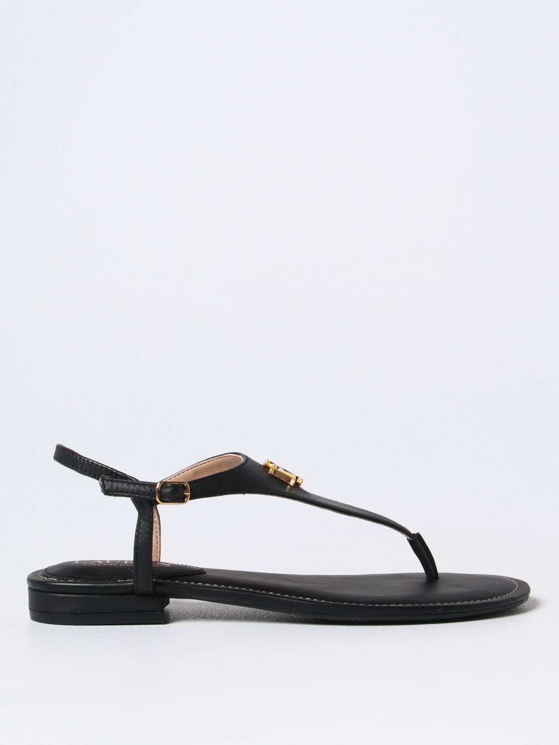 POLO RALPH LAUREN: flat sandals for woman - Black | Polo Ralph Lauren ...
