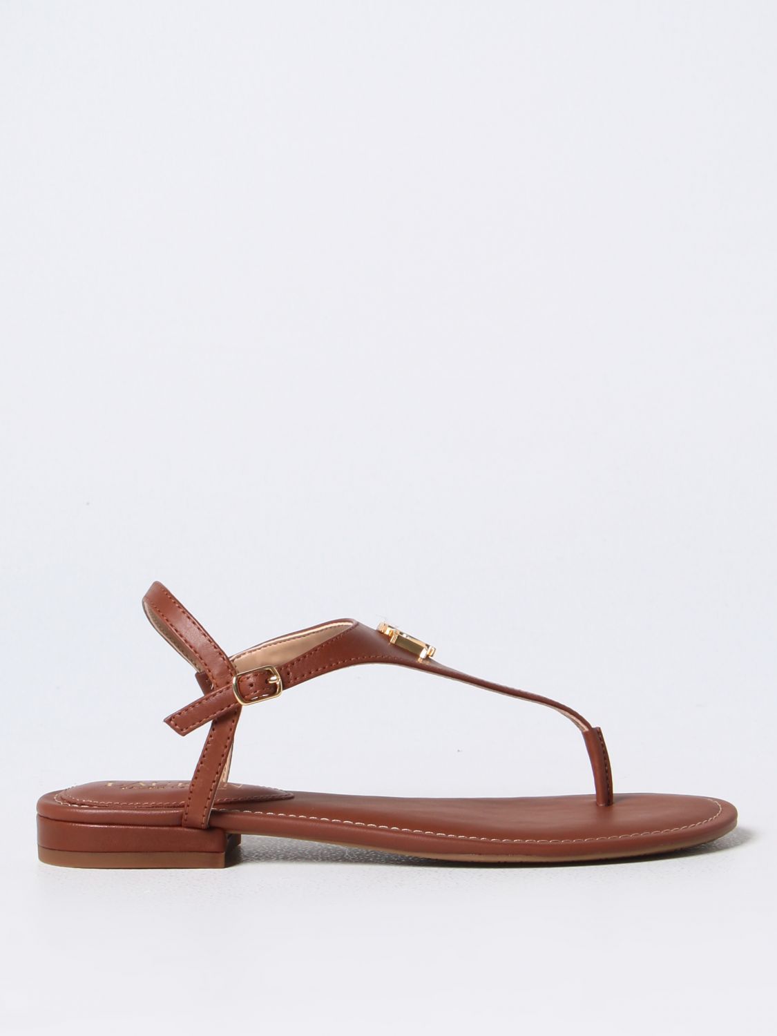 POLO RALPH LAUREN: flat sandals for woman - Camel | Polo Ralph Lauren ...