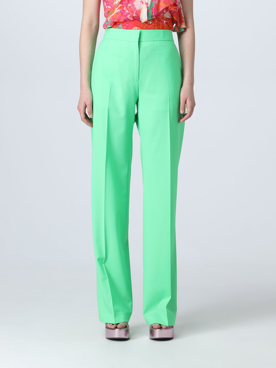 MSGM: pants for woman - Acid Green | Msgm pants MDP04237200 online on ...