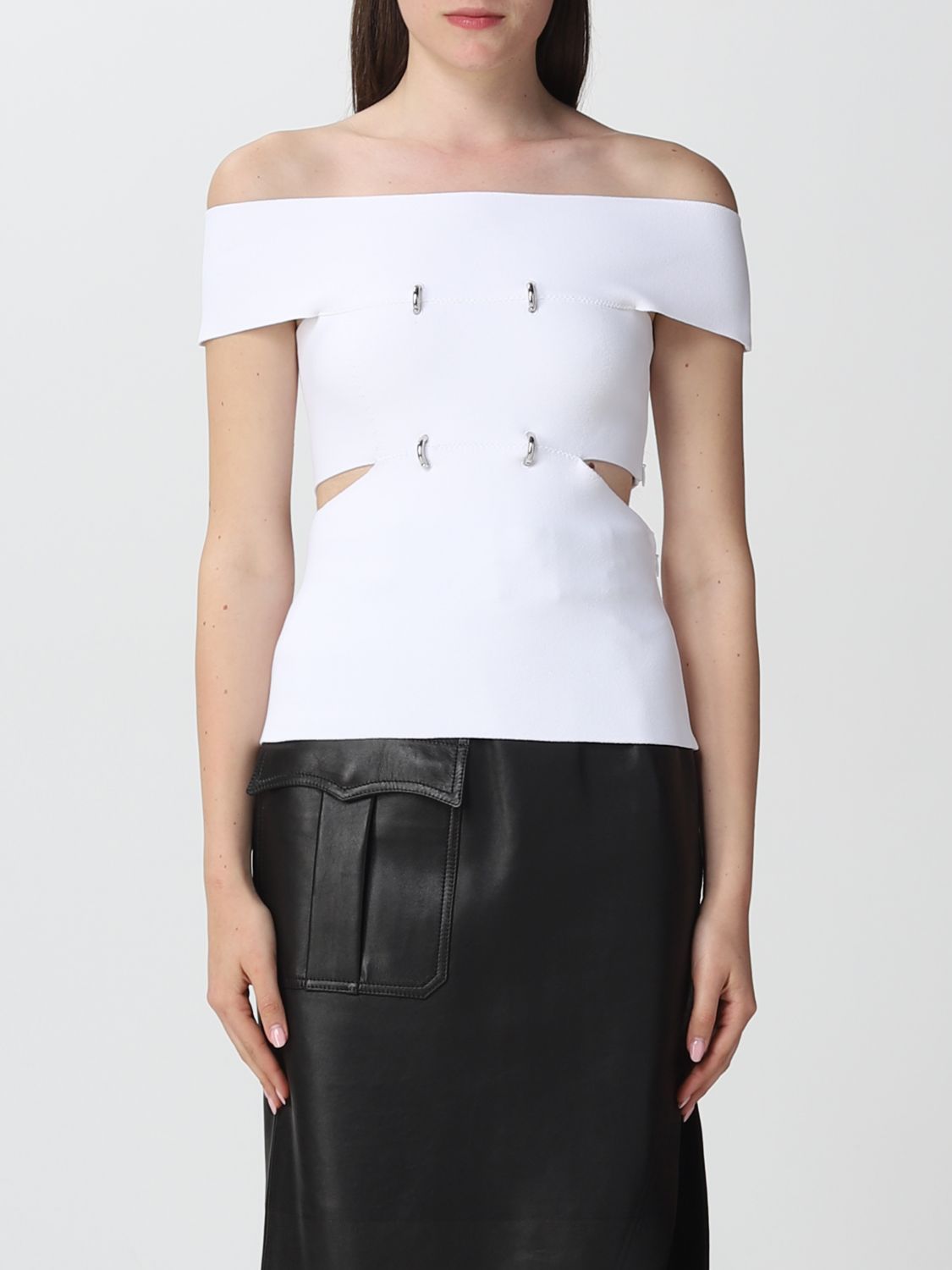 Alexander Mcqueen Top In Calf Leather In White