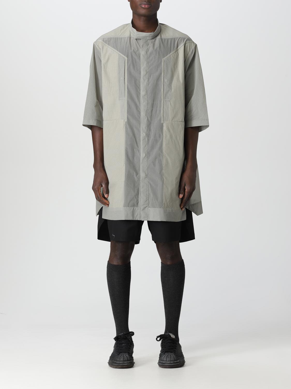 Rick Owens Geometric Pattern Oversized Shirt In Pearl
