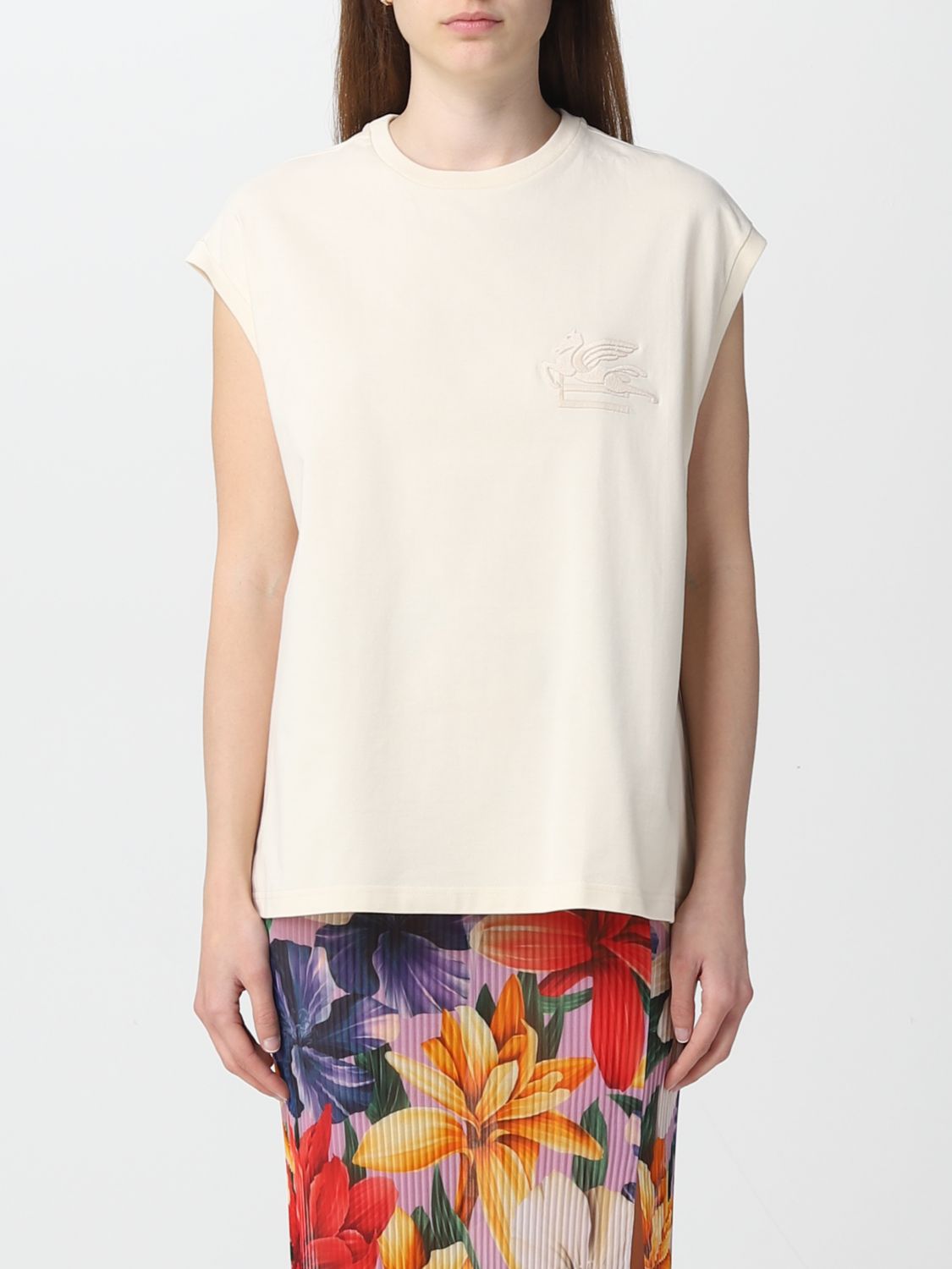 Etro Embroidered Logo T-shirt In White