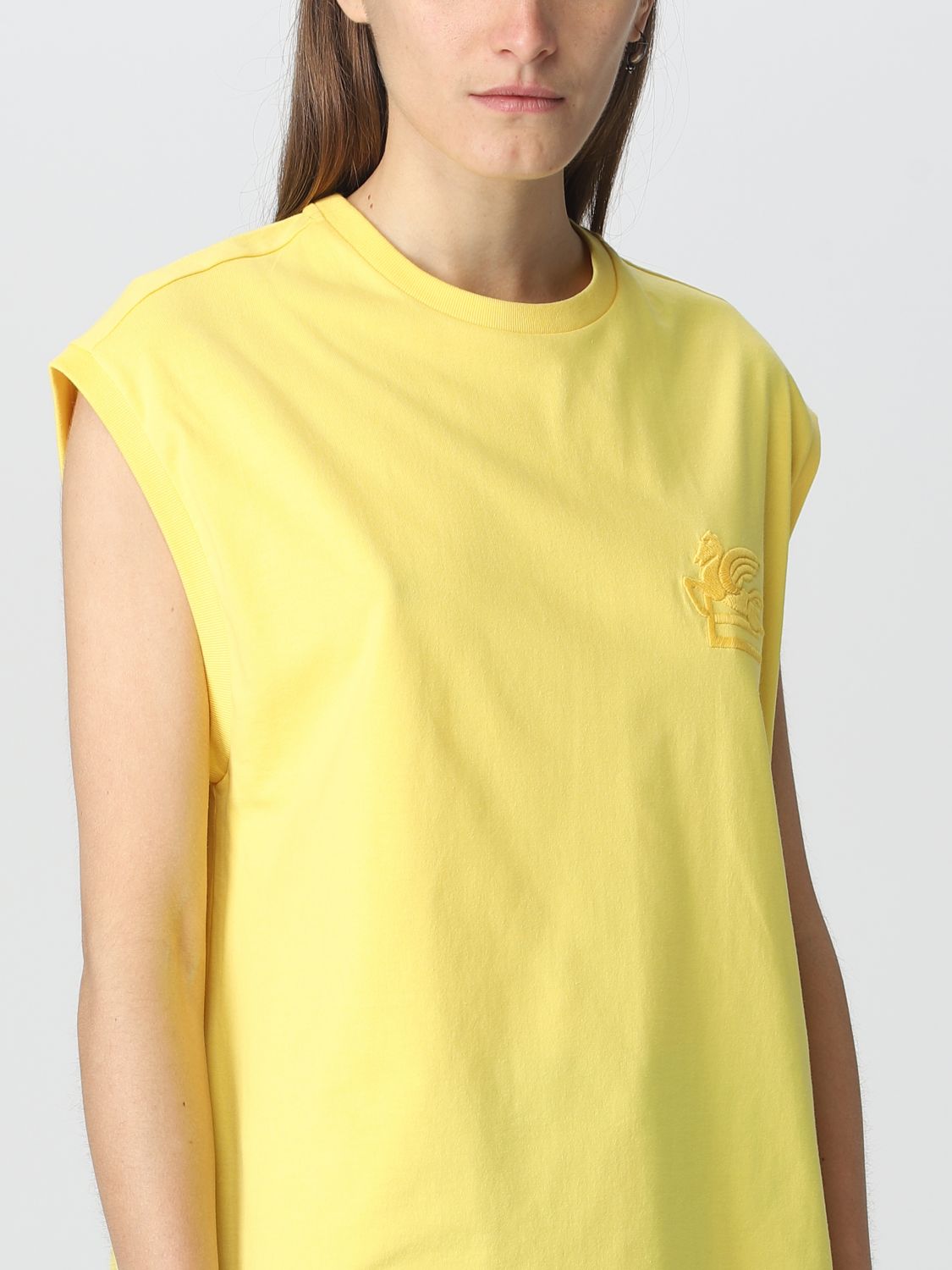 T-shirt Etro: T-shirt Etro in cotone giallo 5
