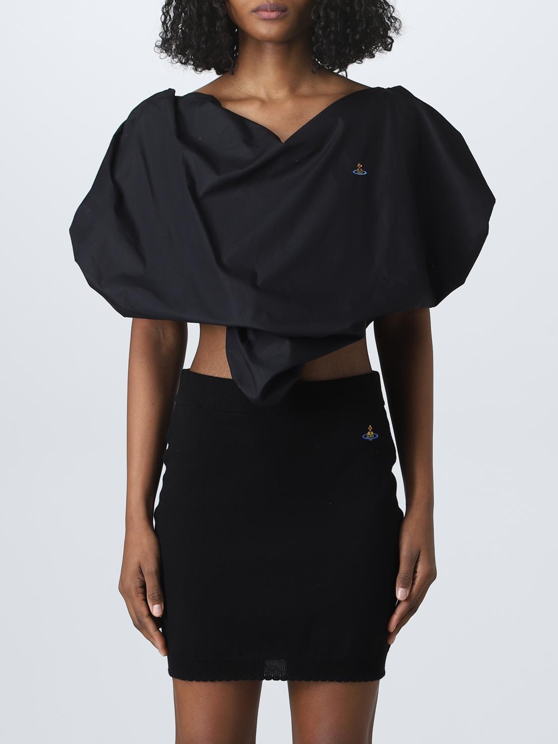 Vivienne Westwood Heart Top In Regenerative Poplin In Black