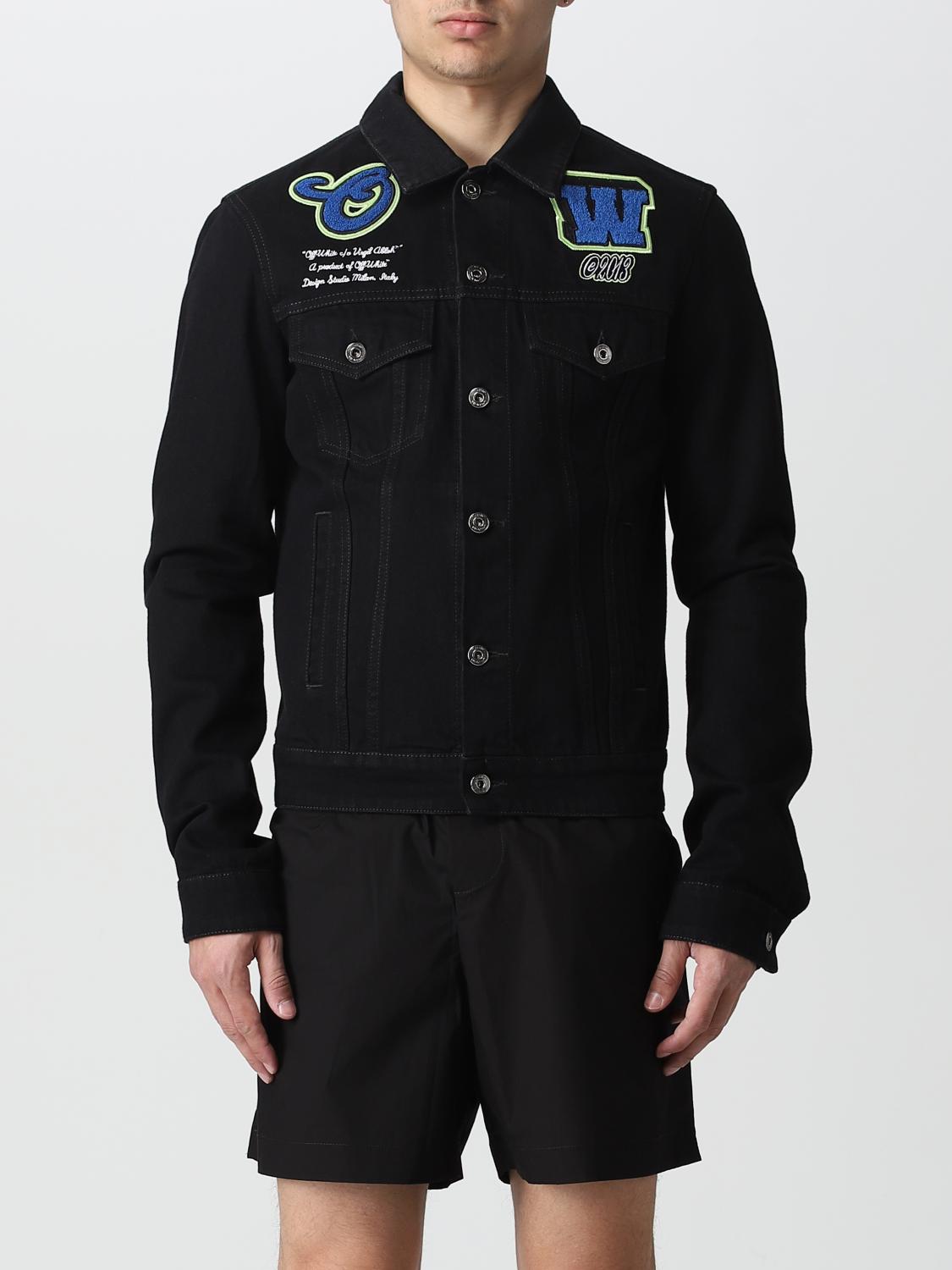 Off-white Vars Patch Denim Skinny Jacket In Black Blue