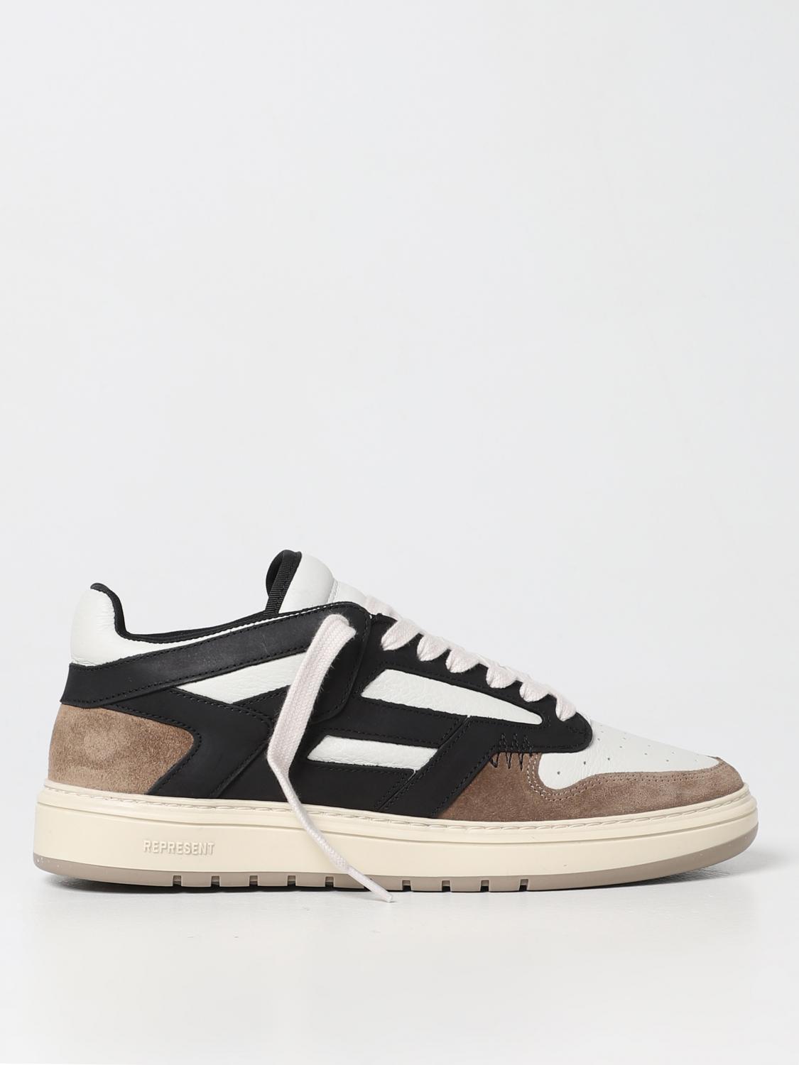 Represent Reptor Leather And Suede Sneakers In Beige