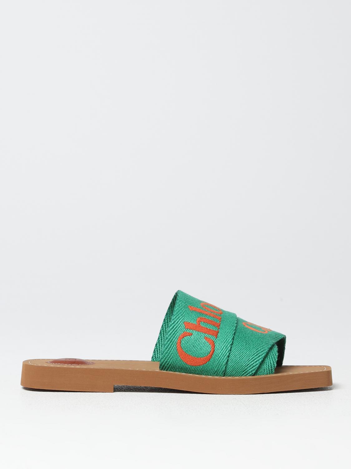 Chloé Woody Sandals In Green
