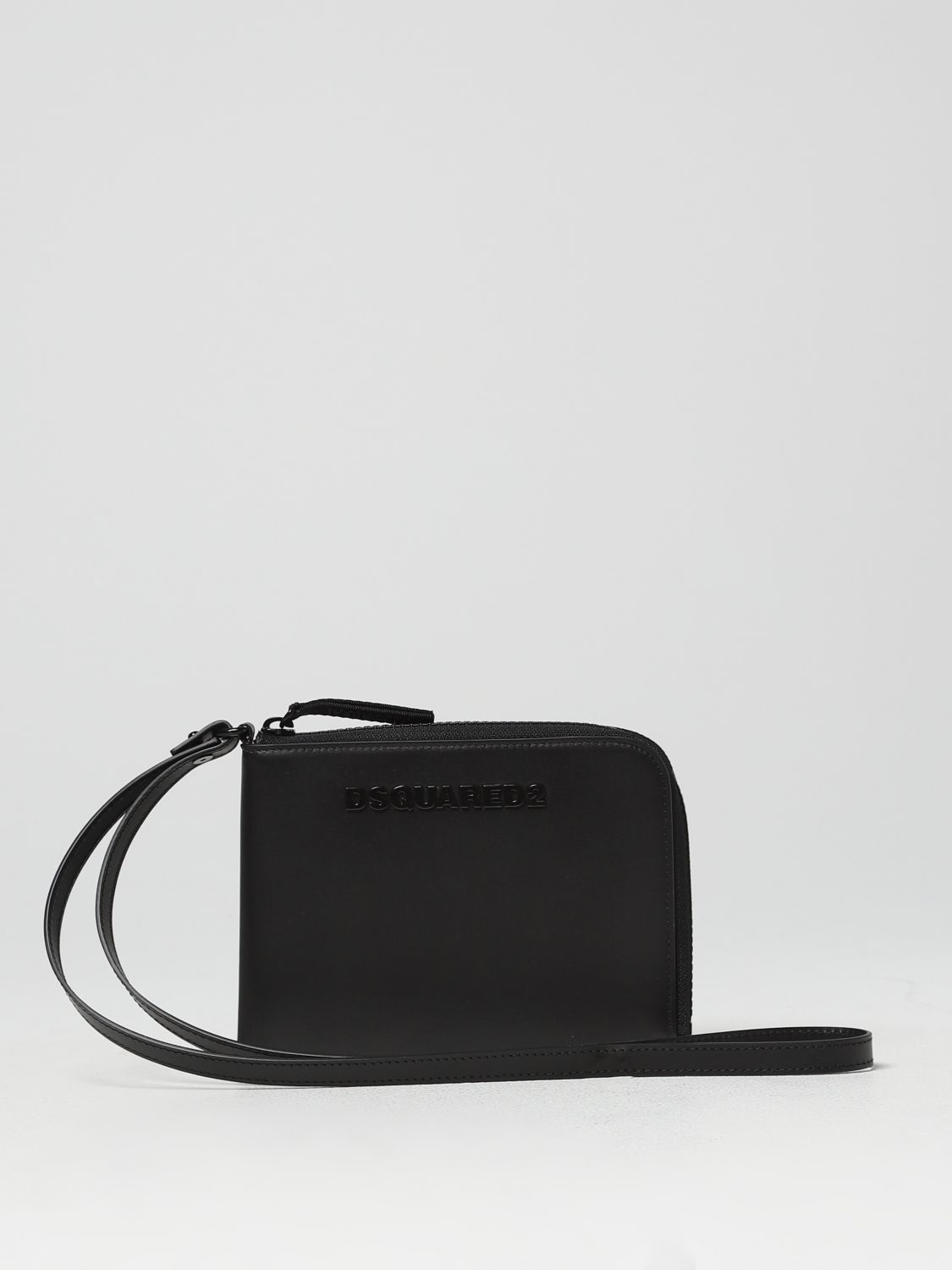 Dsquared2 Leather Wallet Bag In Black