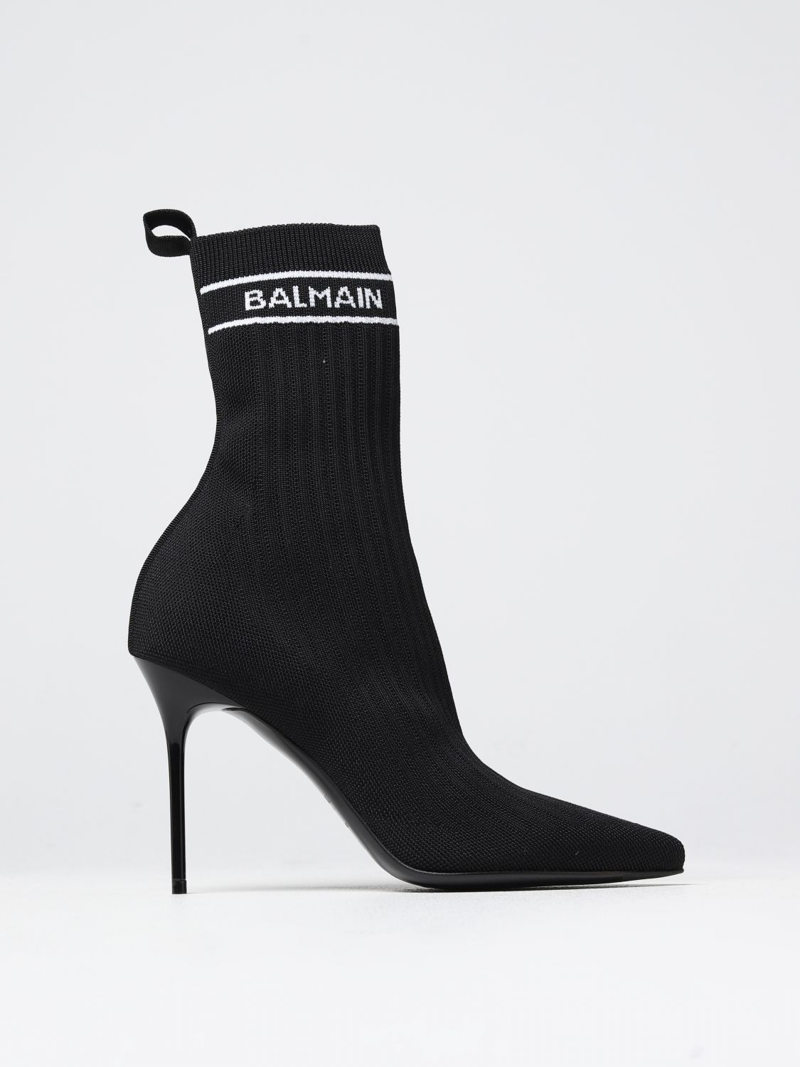 BALMAIN: Skye ankle boot in stretch fabric - Black | Balmain boots ...