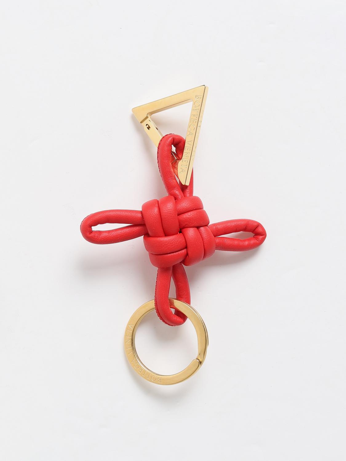 Bottega Veneta Triangle Leather Keychain In Red