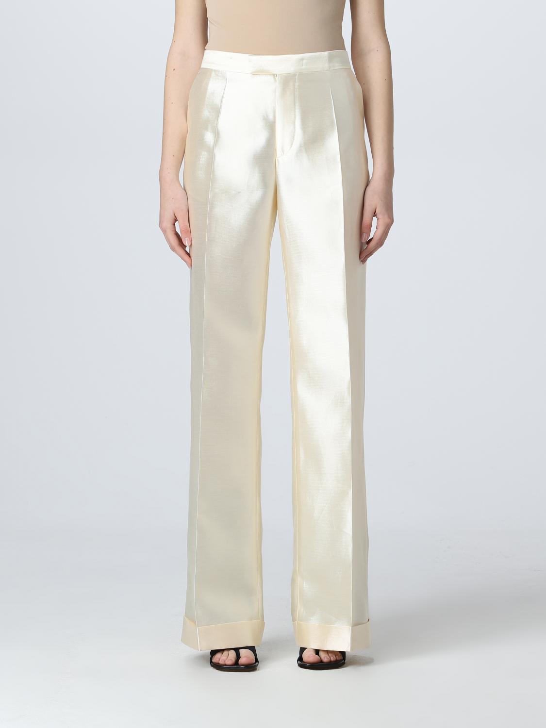 Maison Margiela Mohair & Silk High Rise Straight Pants In White