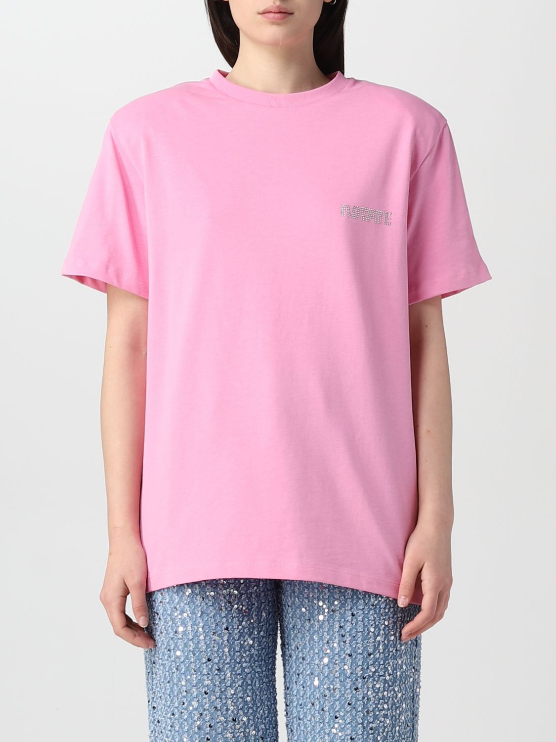 Shop Rotate Birger Christensen T-shirt Rotate Woman Color Pink