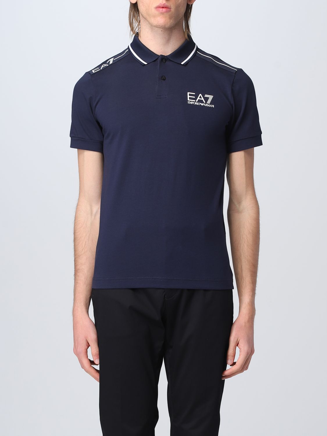 EA7: polo shirt for man - Blue | Ea7 polo shirt 3RPF20PJ03Z online on ...