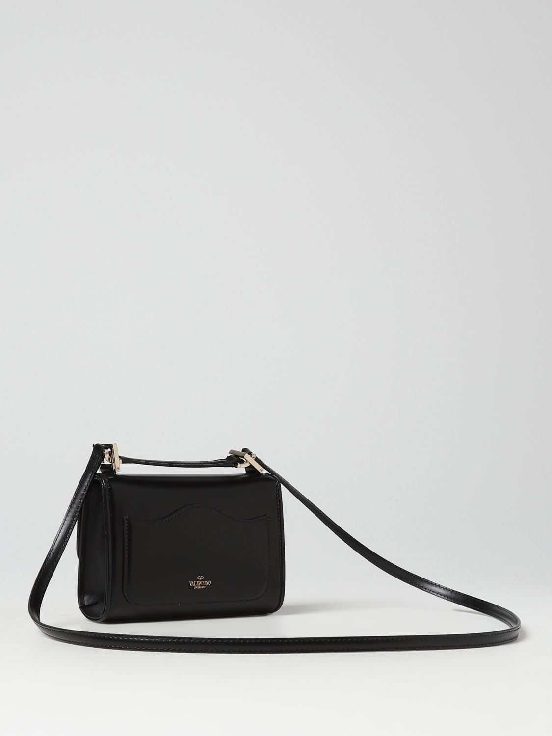 VALENTINO GARAVANI: VLogo Type bag in leather - Black  Valentino Garavani shoulder  bag 2W2B0L49MUS online at