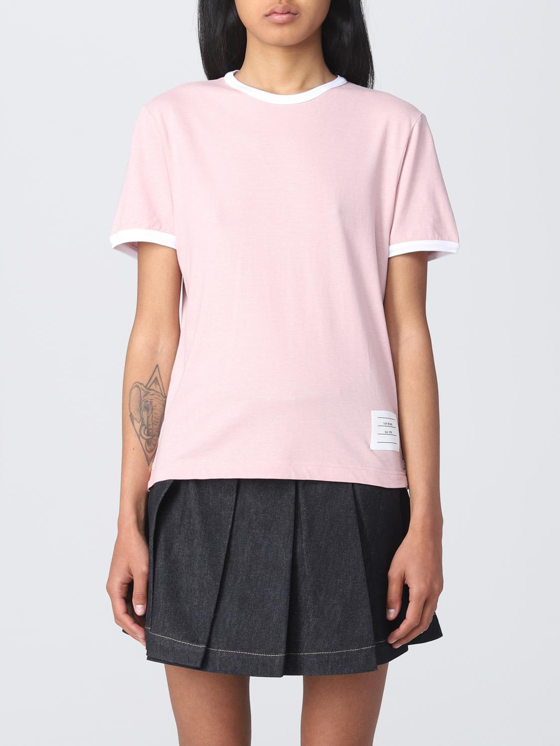 Thom Browne Cotton Jersey T-shirt In Pink