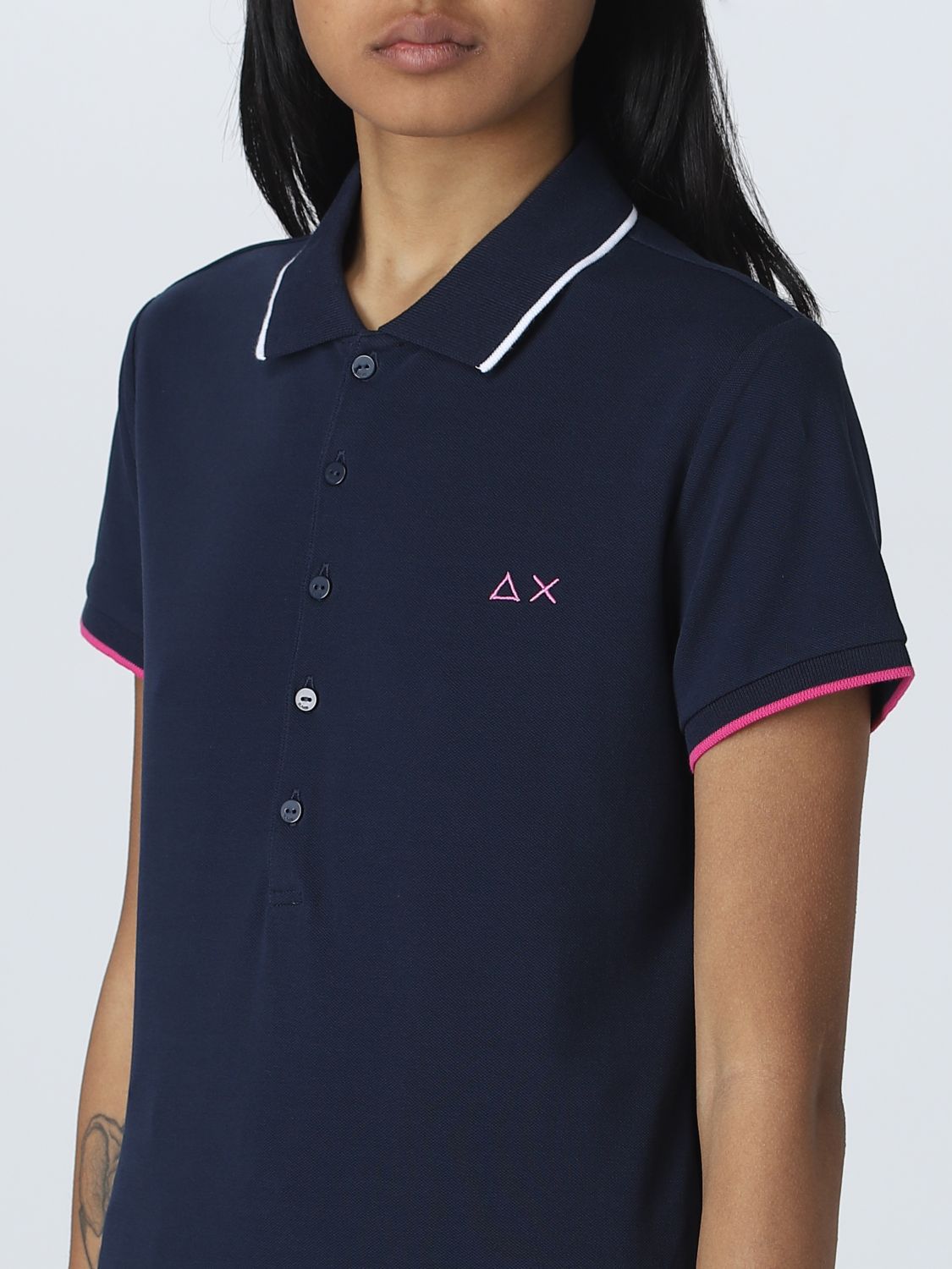 SUN 68: polo shirt for woman - Blue | Sun 68 polo shirt A33212 online ...