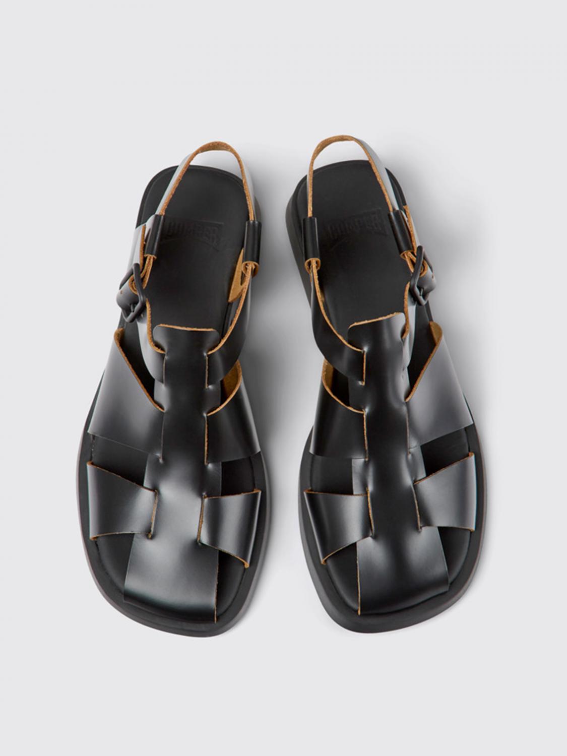 CAMPER Sandalias planas para mujer, Negro Sandalias Planas Camper