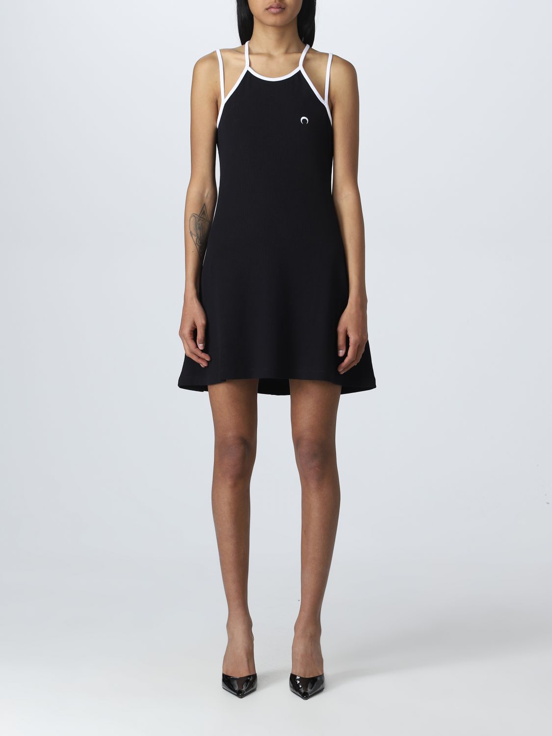 MARINE SERRE: dress for woman - Black | Marine Serre dress D195SS23W ...