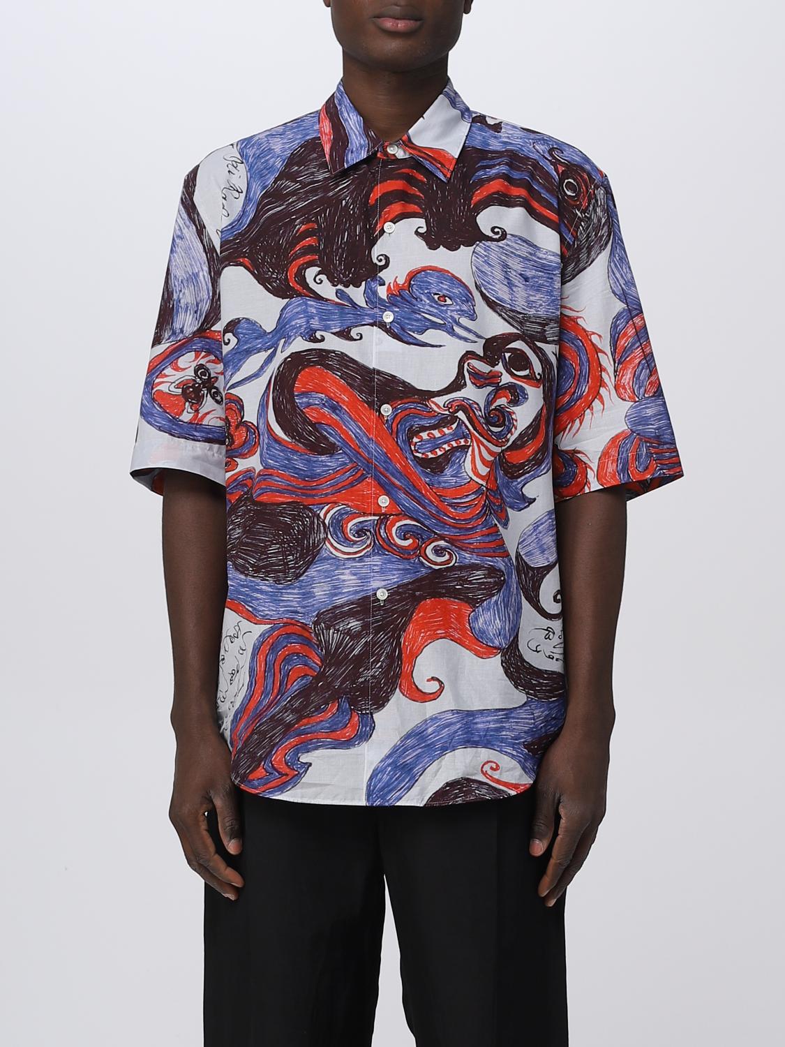 Lemaire Printed Shirt In Denim