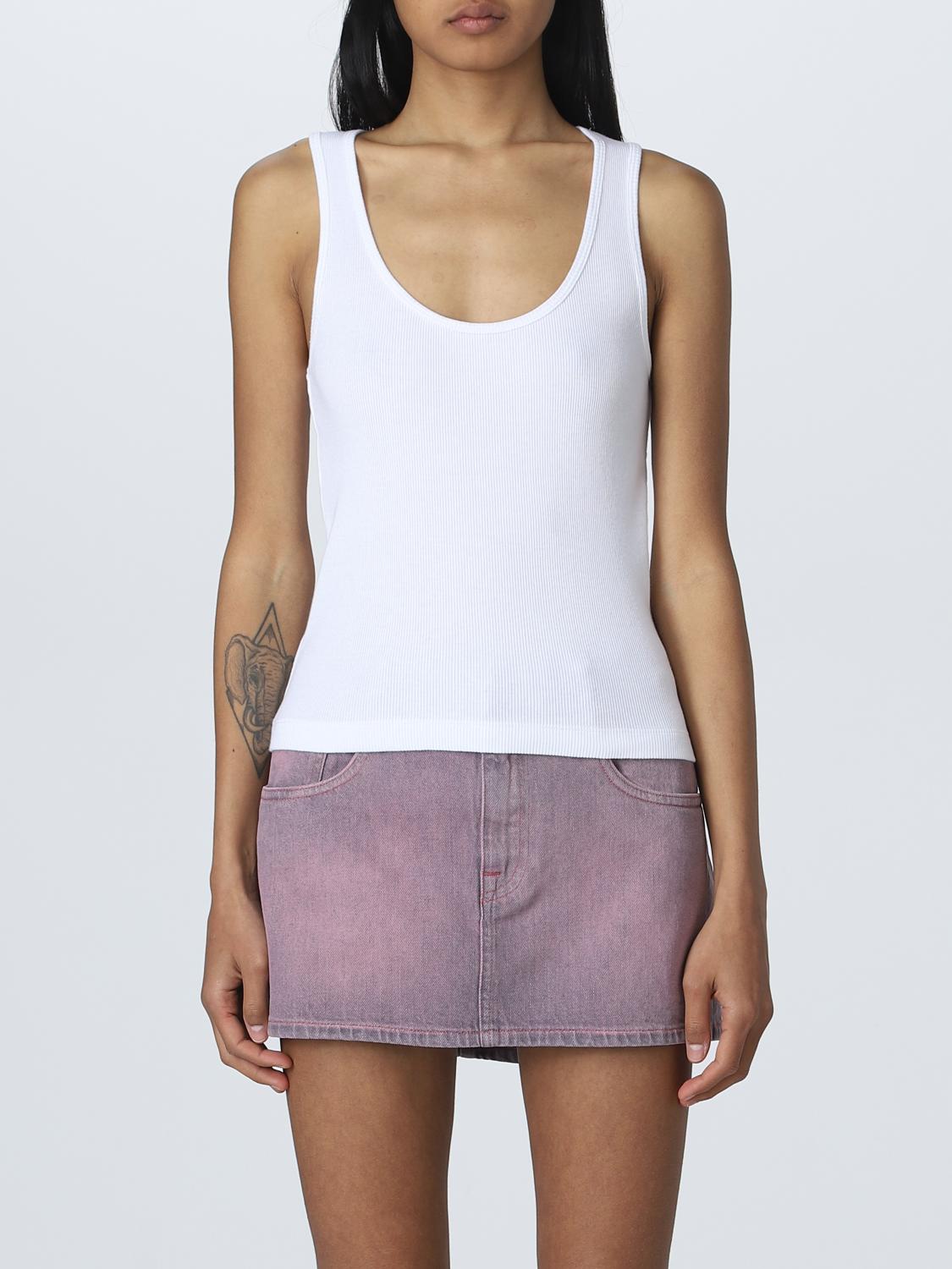 Mm6 Maison Margiela Ribbed Cotton Tank Top In White