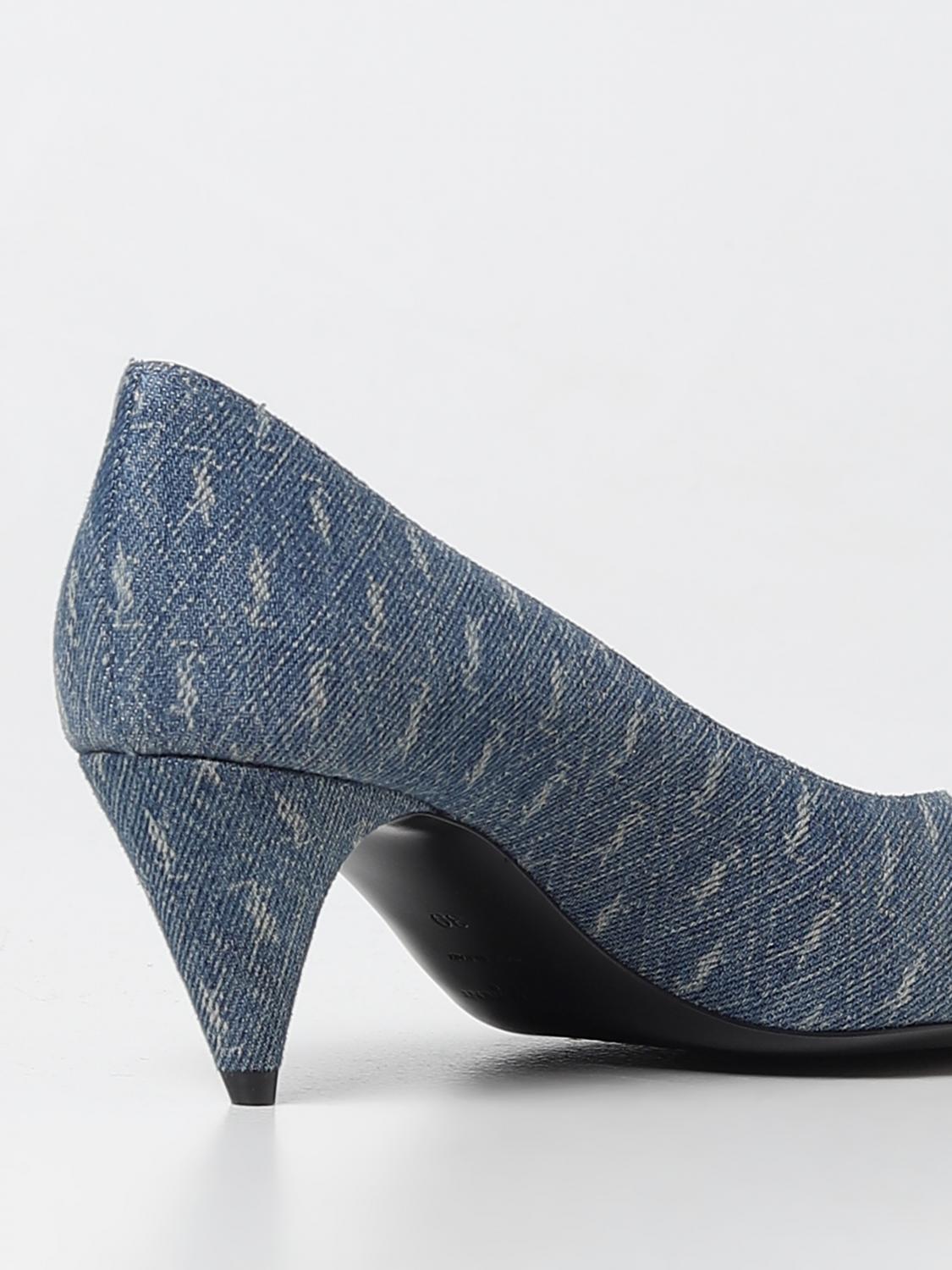 Saint Laurent Lola Monogram Denim Pumps in Blue