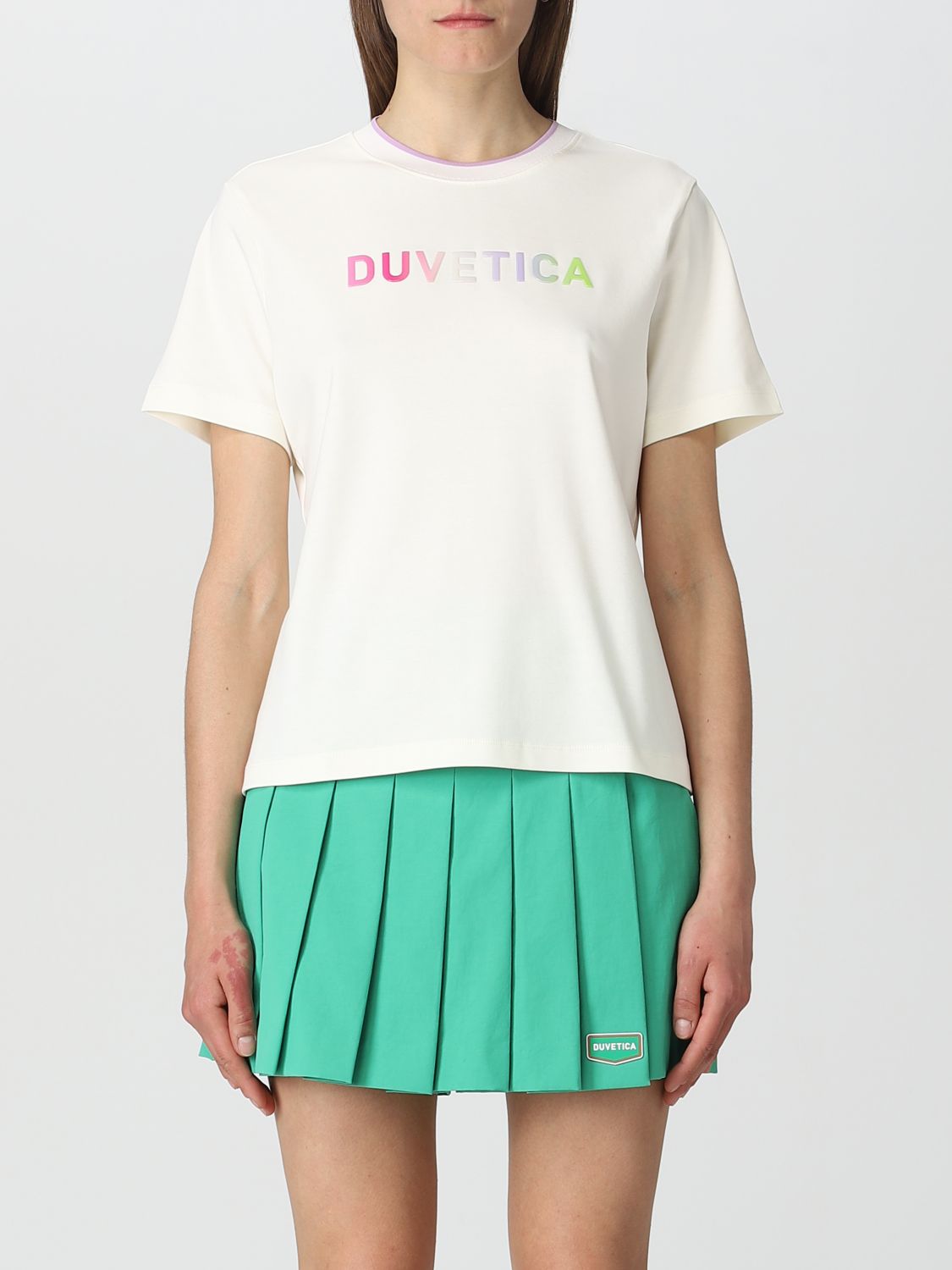Shop Duvetica T-shirt  Woman Color Ivory