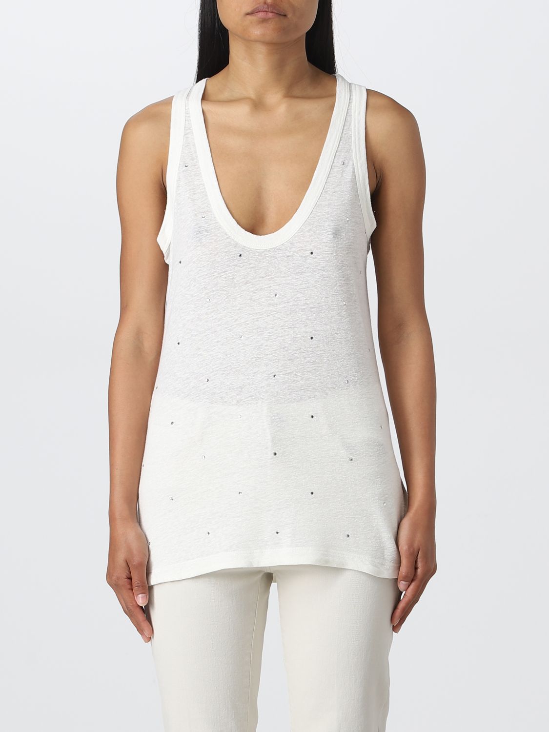 Zadig & Voltaire Samy Embellished Tank Top In White