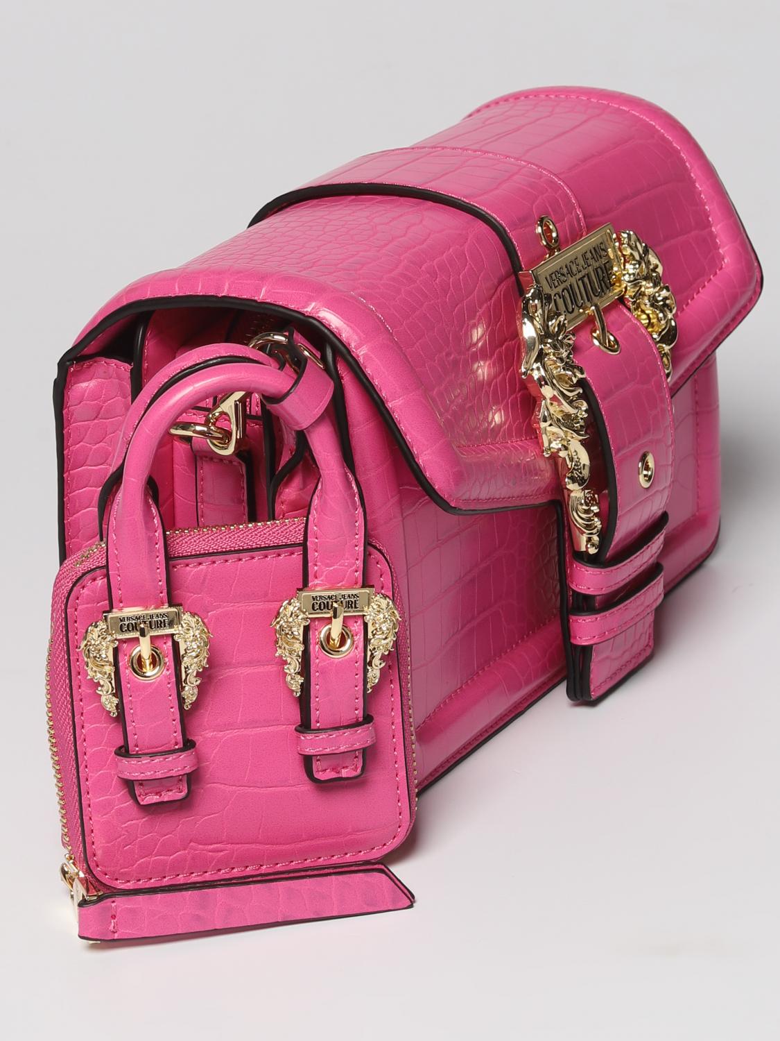 VERSACE JEANS COUTURE bag in crocodile print leather Pink Versace