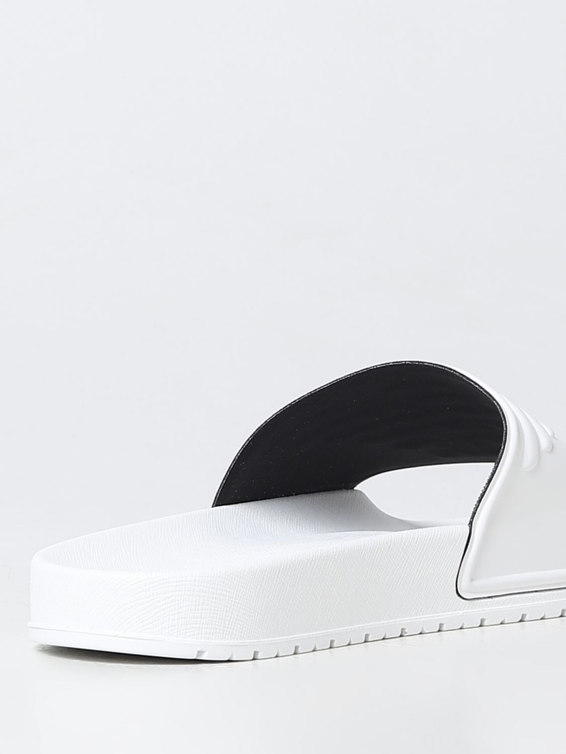 EMPORIO ARMANI: rubber sliders with logo - White | Emporio Armani ...