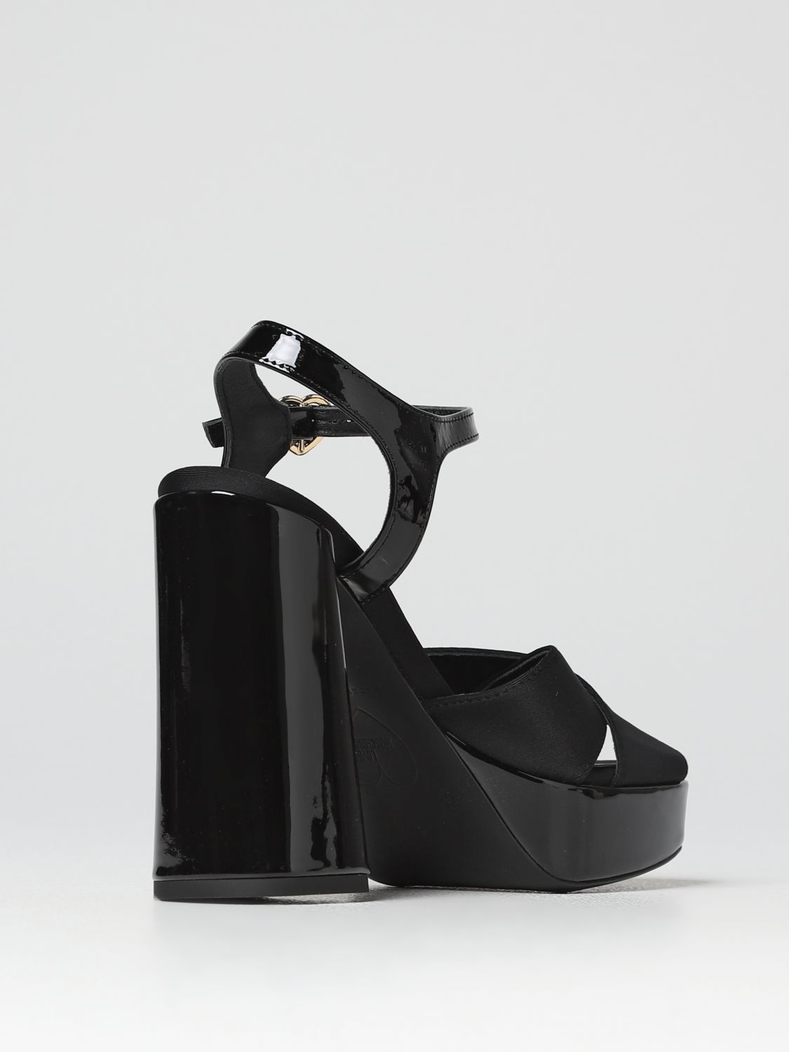 Zara - Faux Patent Leather Wedge Sandals - Black - Women