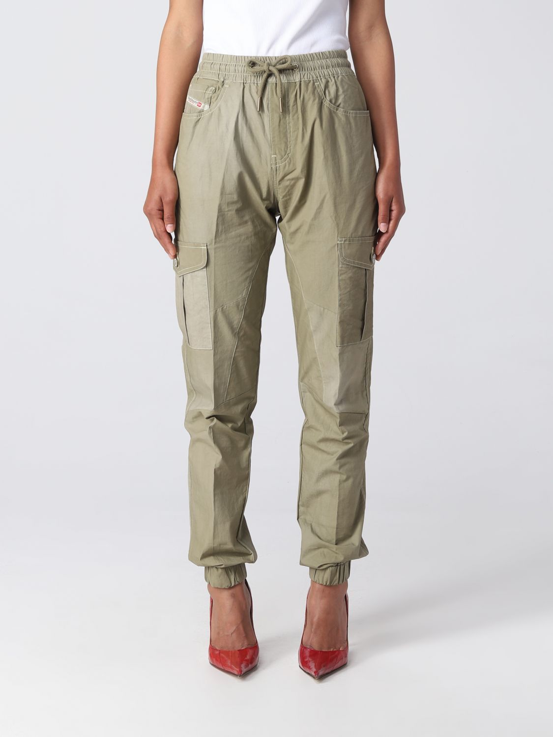 DIESEL: pants for woman - Green | Diesel pants A087930KGAW online on ...