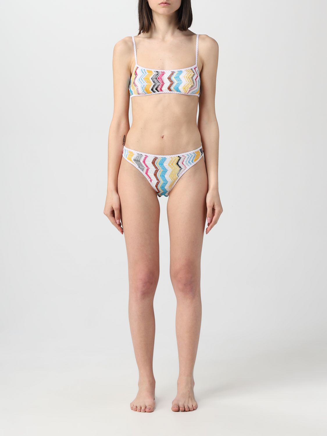 Missoni Knit Bikini Swimsuit In Multicolor