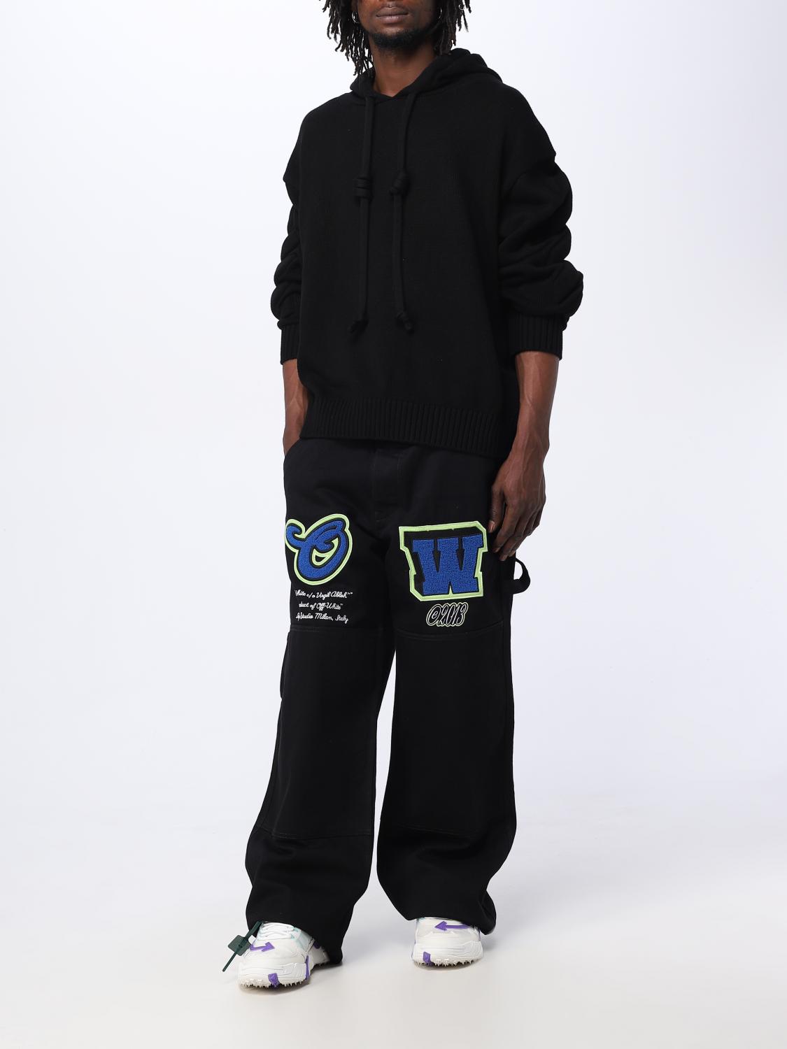 Off-White Felpa nera con cappuccio e logo OMBB085F25FLE00J1001 main image 1