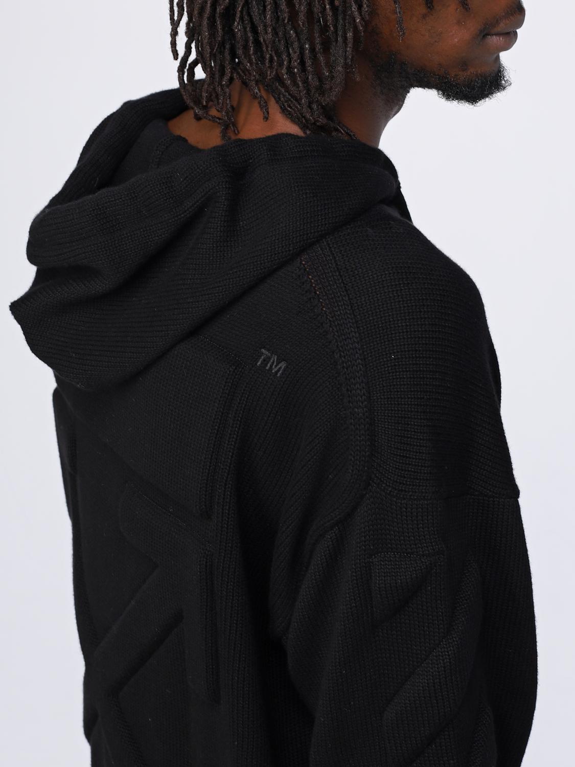 Off-White Felpa nera con cappuccio e logo OBBB001F25FLE0061069